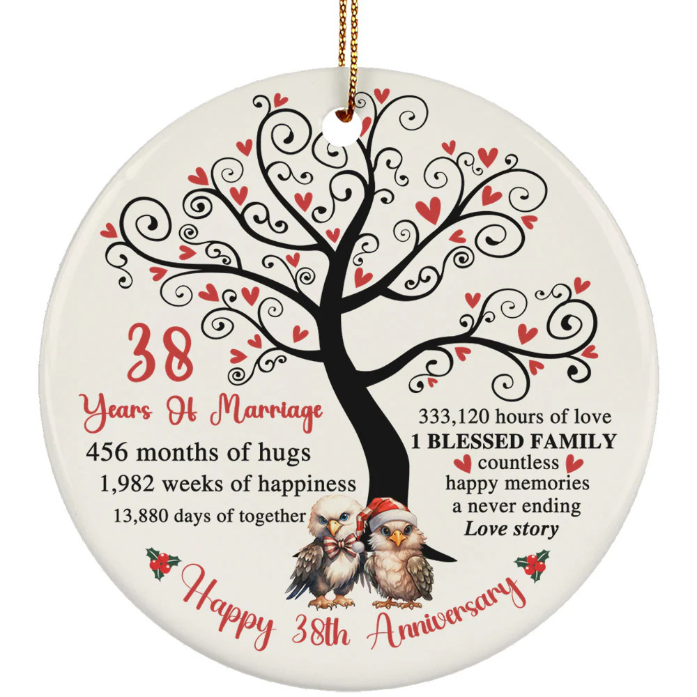 38 Years Love Ornament Happy 38th Anniversary Cute Eagle Couple Christmas Gift