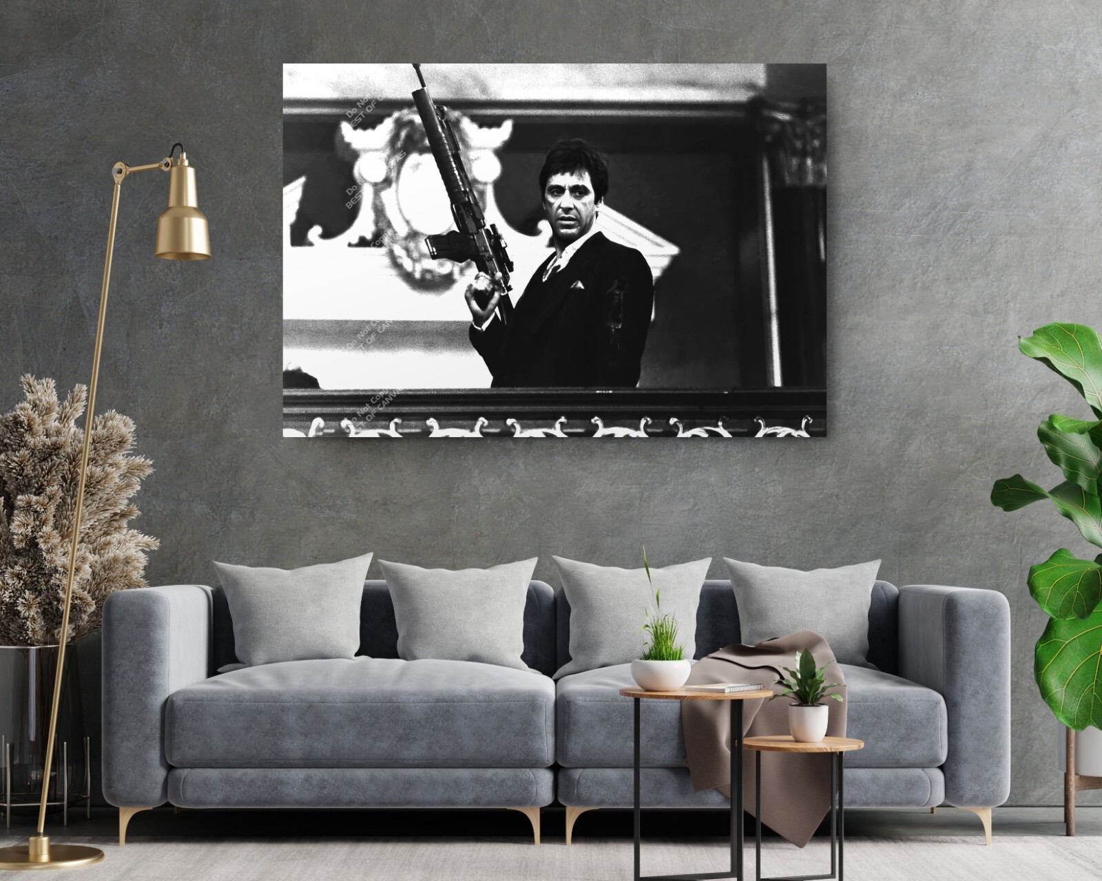 Classic Gangster Movie Tony Montana Canvas Print Black and White Movie Scene