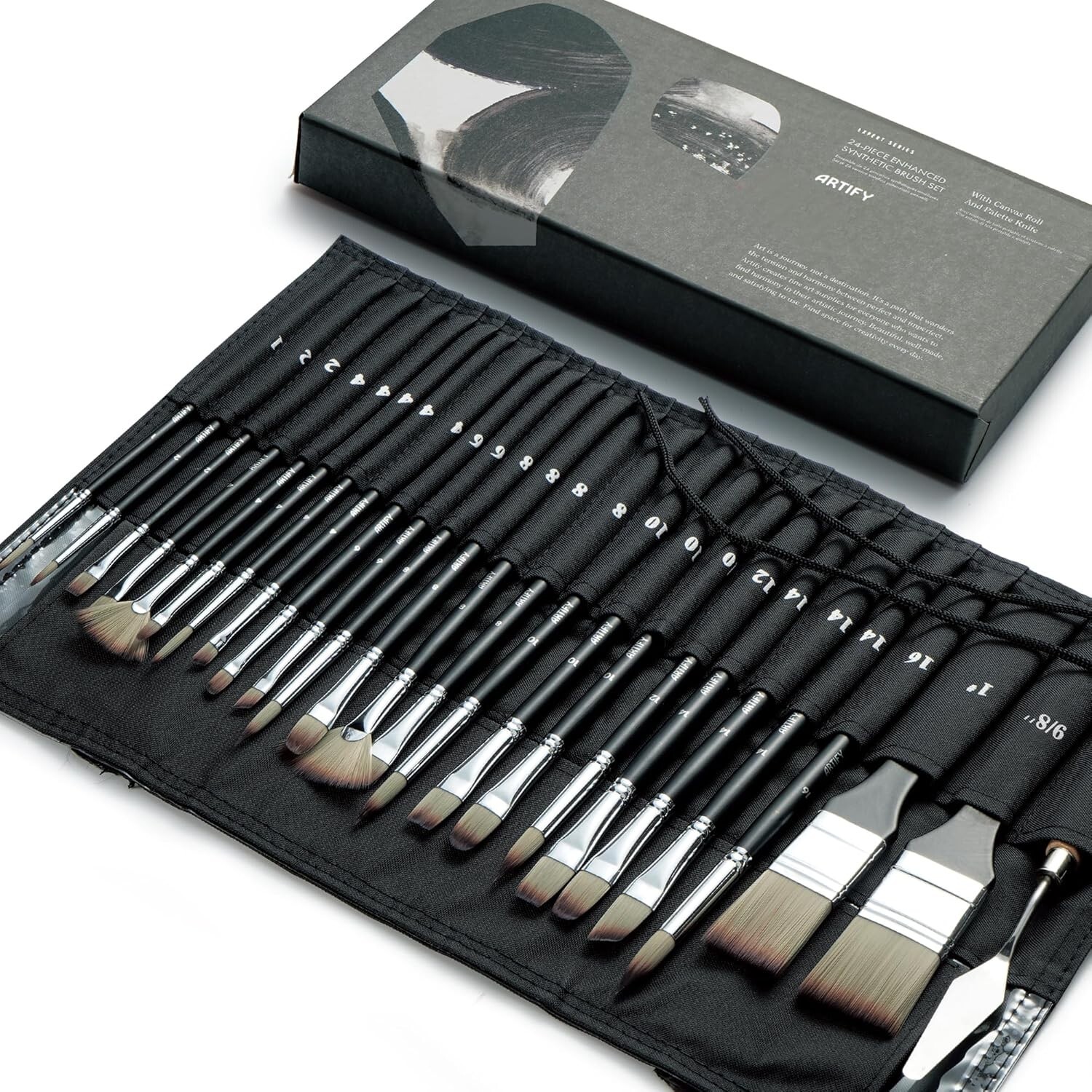 ARTIFY 24 Pieces Professional Oil Paint Brush Set, Long Handle Hard Nylon Hair ARTIFY 24 Pieces Professional Oil Paint Brush Set, Long Handle Hard Nylon Hair