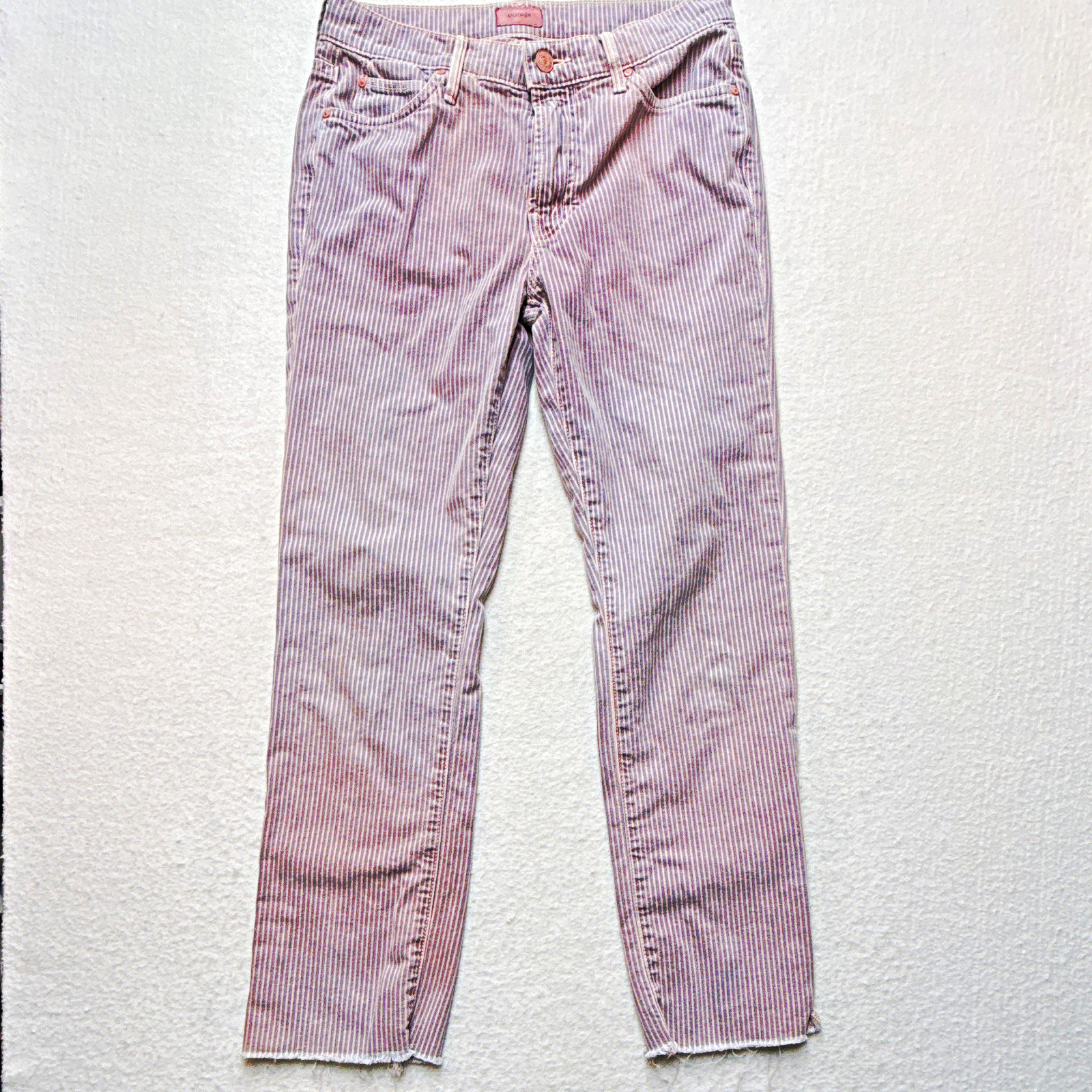 Women’s MOTHER Slim Fit Skinny Striped Denim 5-Pocket Zip Fly Blue Pink (A19) Women’s MOTHER Slim Fit Skinny Striped Denim 5-Pocket Zip Fly Blue Pink (A19)