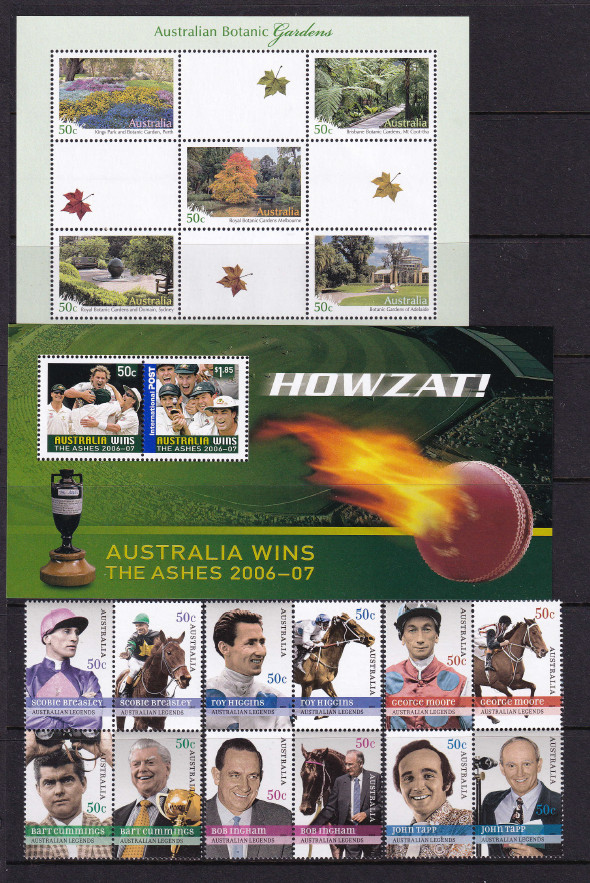 2007 Australia Stamp Year Set; 83 Stamps. 5 Souv. Sheets; SCV-$152; SP-$18.00