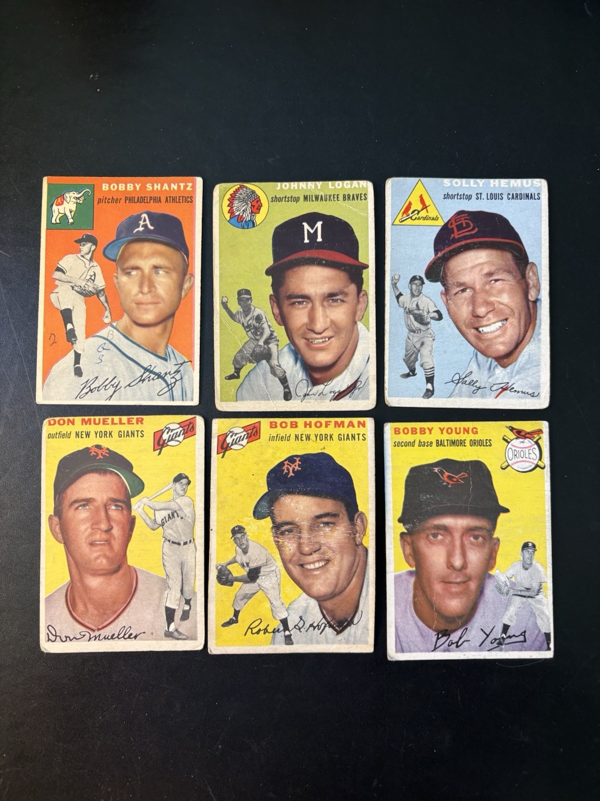 1954 Topps Baseball Lot 6 Dif ALL Low Grade P/F/G DonMueller 