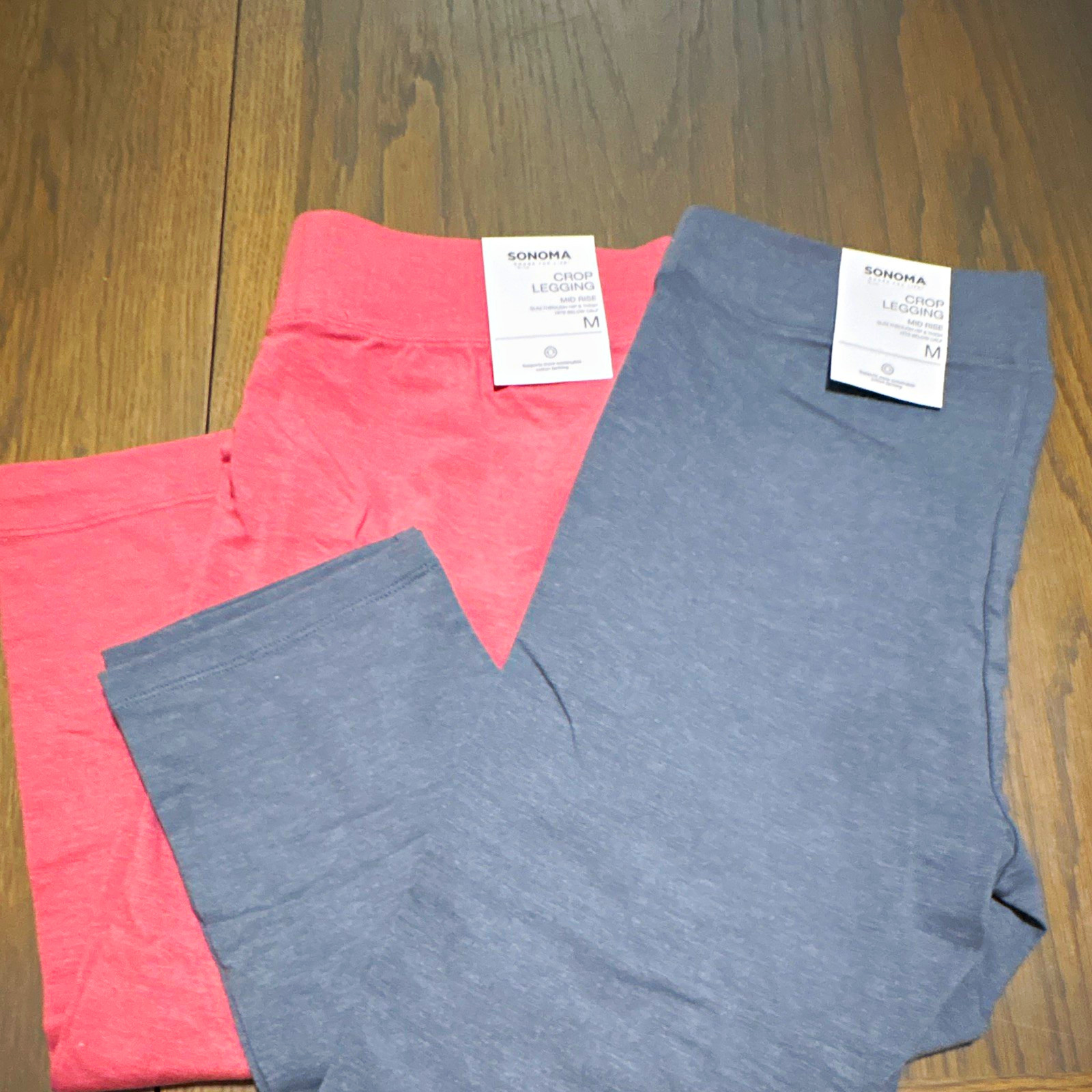 Sonoma Goods for Life Women\'s Cropped Leggings Lot of 2, Size M, Gray Pink