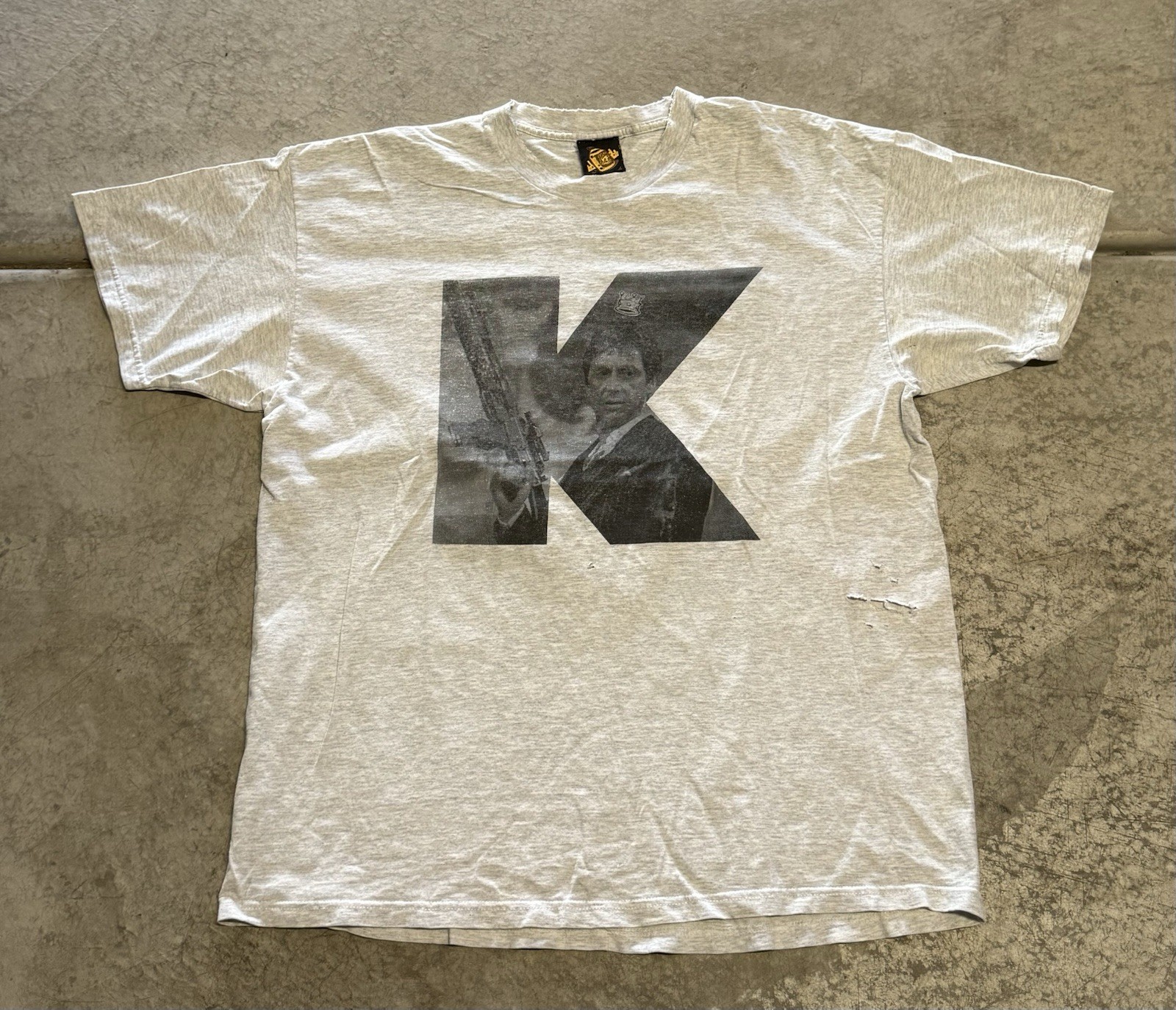 Vintage 90’s Men’s Scarface Kingpin Distressed Graphic T-shirt XL Rare Gray