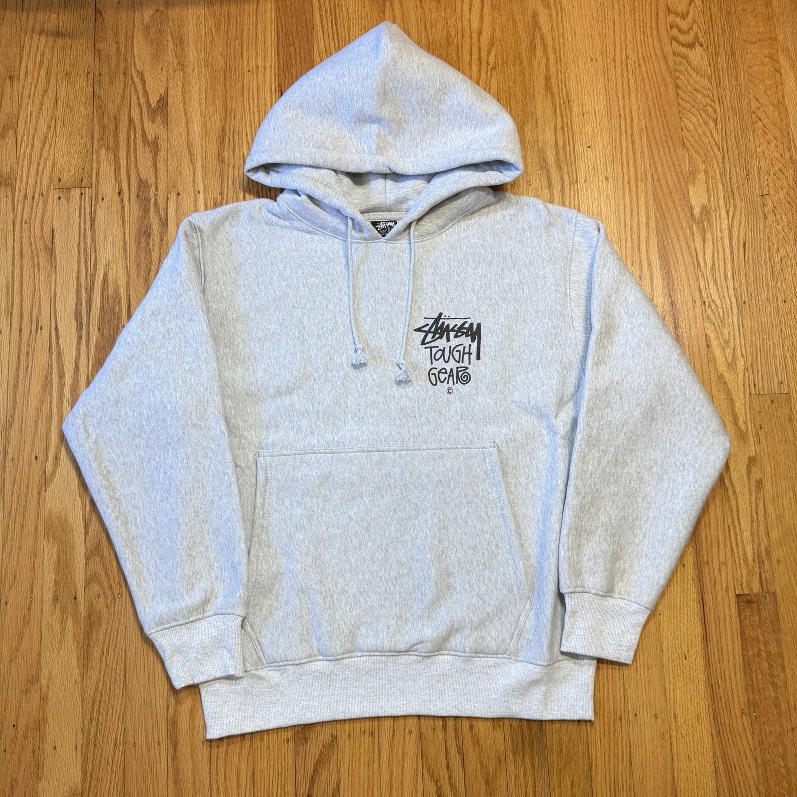 NEW Stussy Tough Gear Hoodie Ash Heather, Size Small-Large