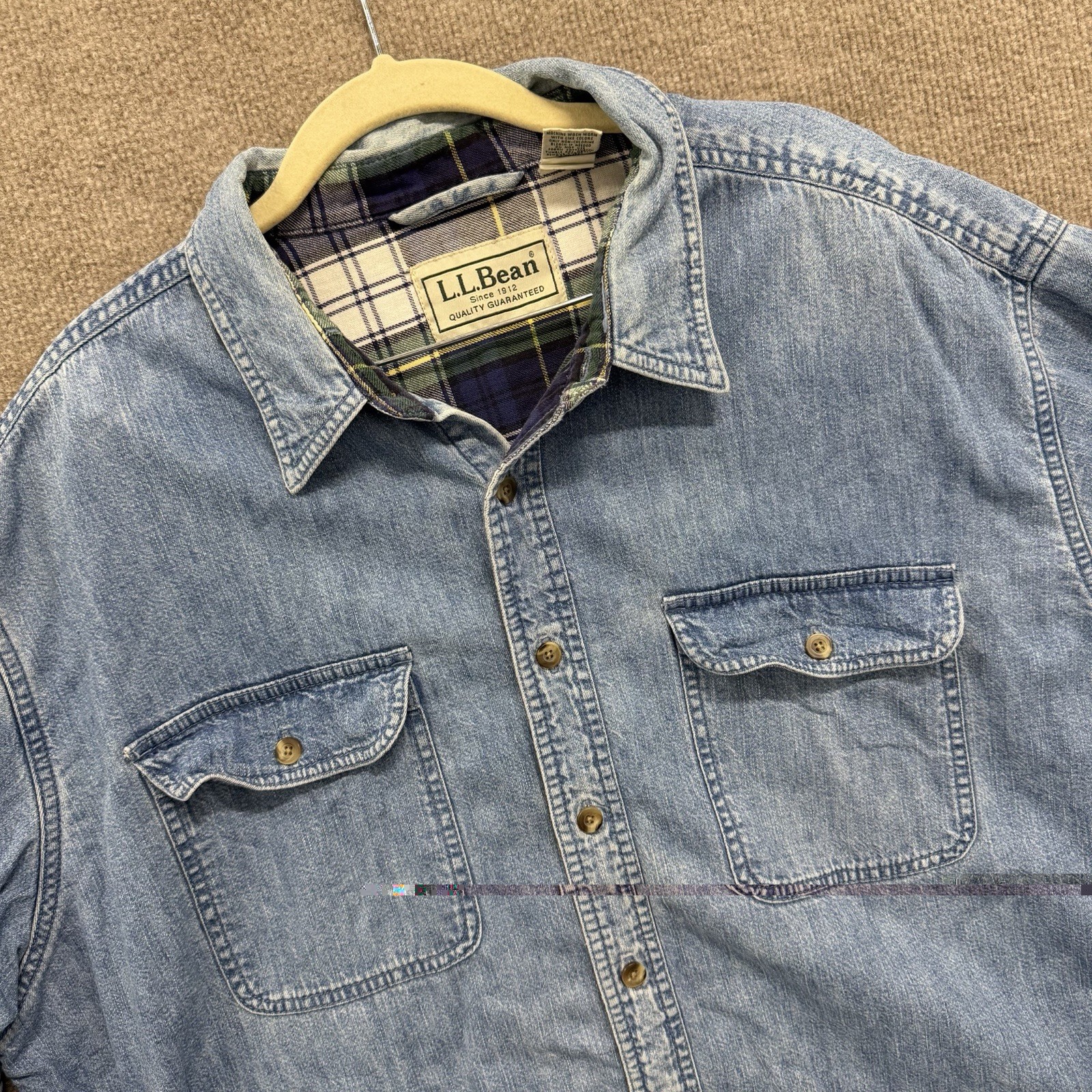 Vintage LL Bean Flannel Lined Shirt Jacket Men’s XL Denim Shacket Vintage LL Bean Flannel Lined Shirt Jacket Men’s XL Denim Shacket