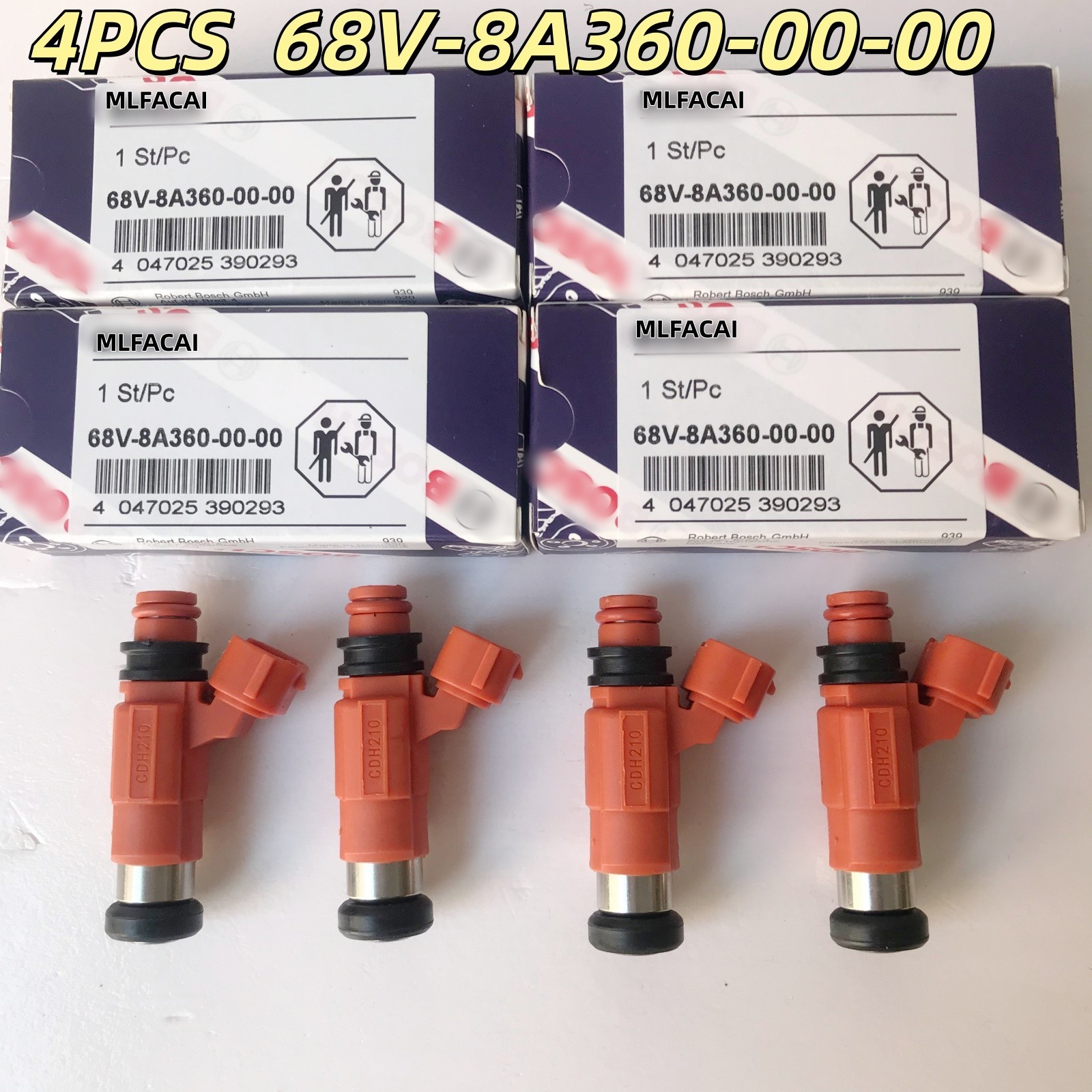 NEW 4X Fuel Injectors 115 HP Outboard Yamaha Bosch 68V-8A360-00-00 CDH210