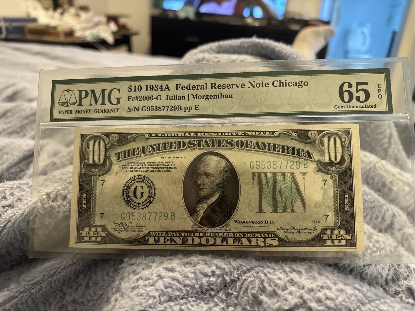 $10 1934 A Federal Reserve Note Chicago PMG 65 EPQ Great Quality & Condition