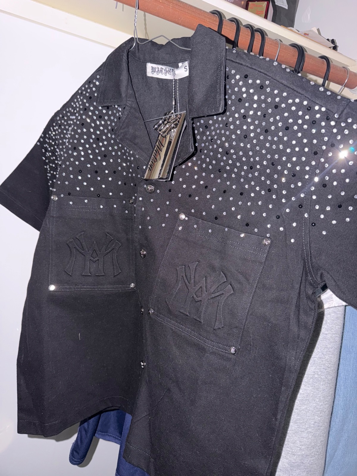 Watson studios black denim button up shirt