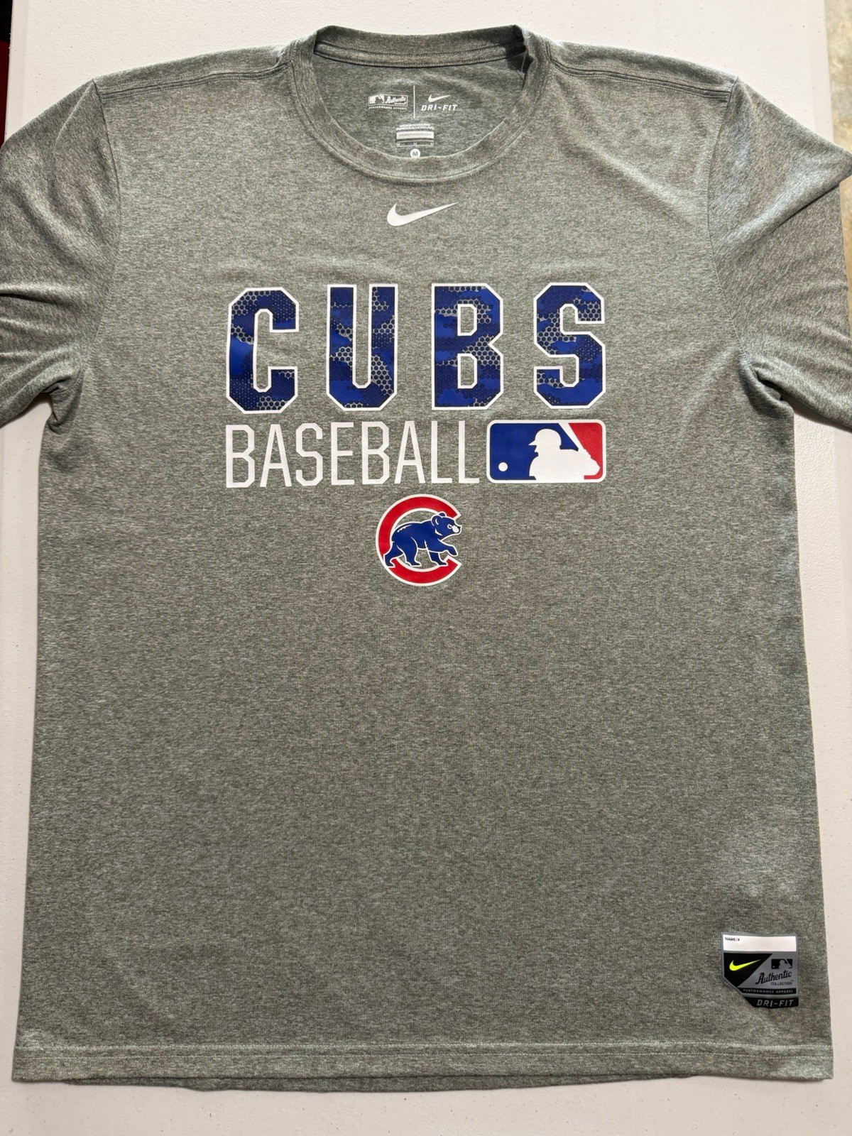 Nike Chicago Cubs MLB Baseball Dri-FIT T-Shirt Gray Size M