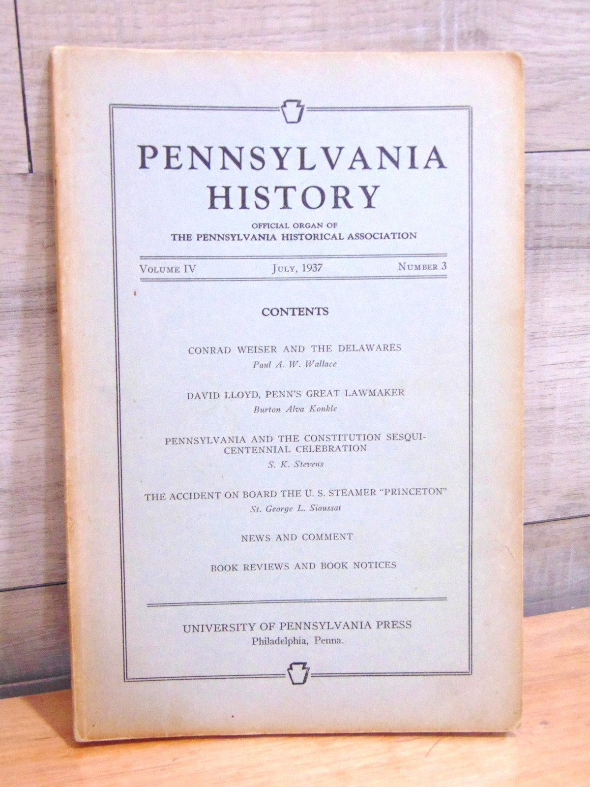Vintage 1937 Pennsylvania History Book Conrad Weiser and the Delawares Vol. IV