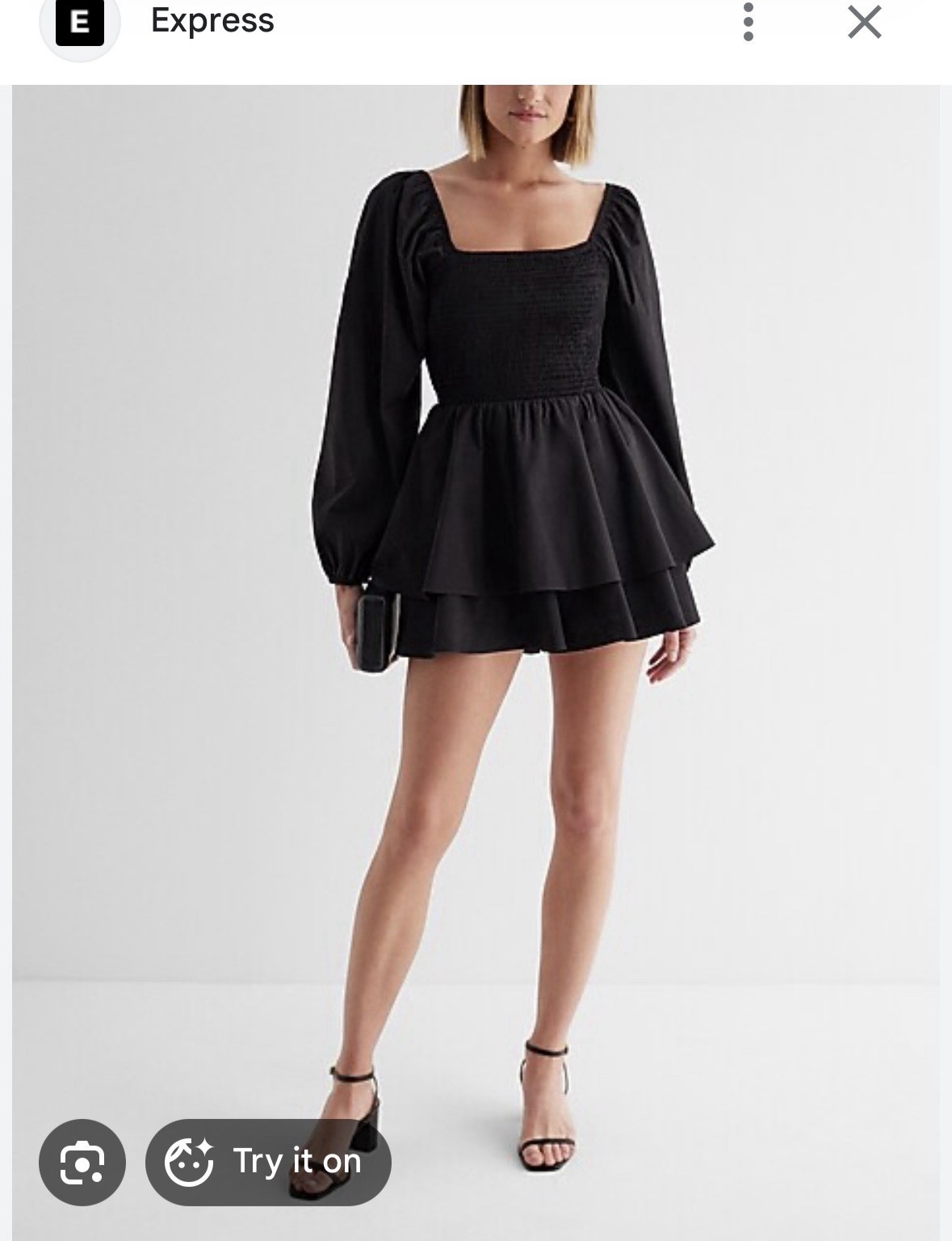 BNWT Express Square Neck Long Sleeve Smocked Poplin Romper in Size Small