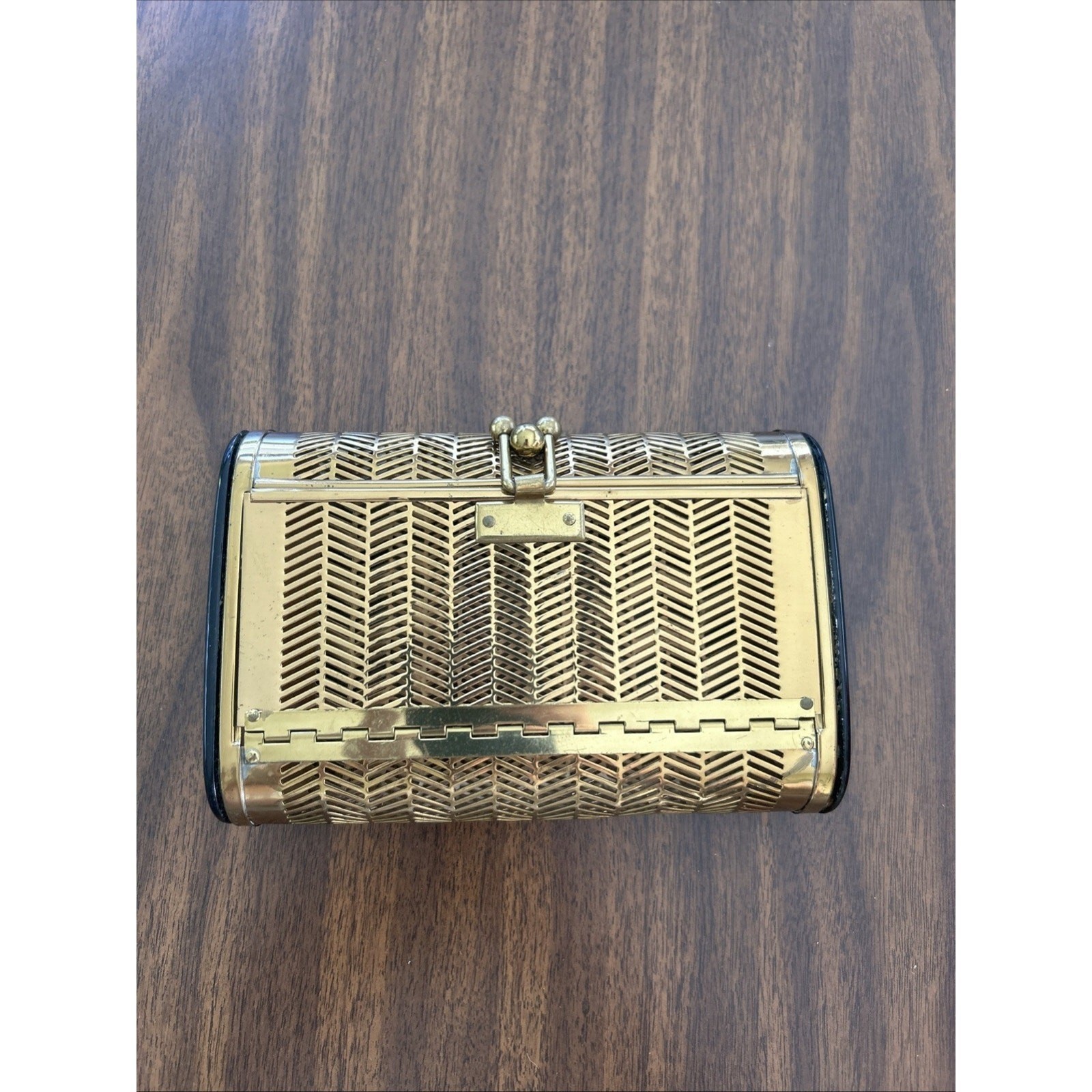 Dorset Rex Fifth Avenue Brass Herringbone Cage Purse 1950s No Handle Dorset Rex Fifth Avenue Brass Herringbone Cage Purse 1950s No Handle
