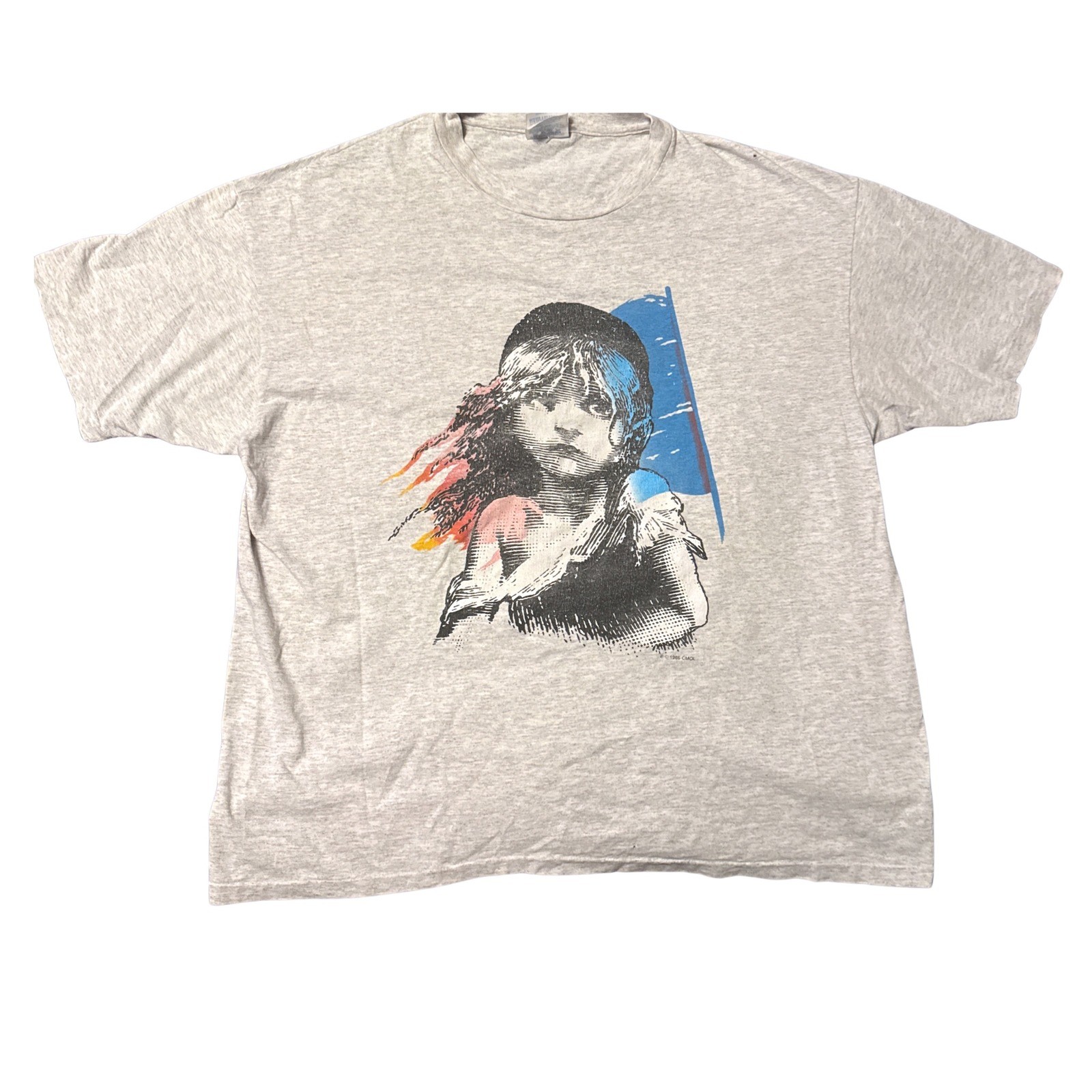 Vtg 1986 Les Miserables T Shirt 90\'s Mens XL Hanes Heavyweight Gray Broadway USA