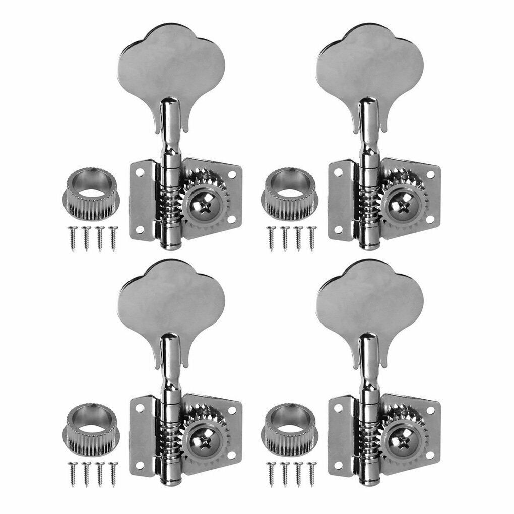 Chrome 4R Inline Bass Guitar Tuning Pegs Locking Tuners Key Machine Heads USA