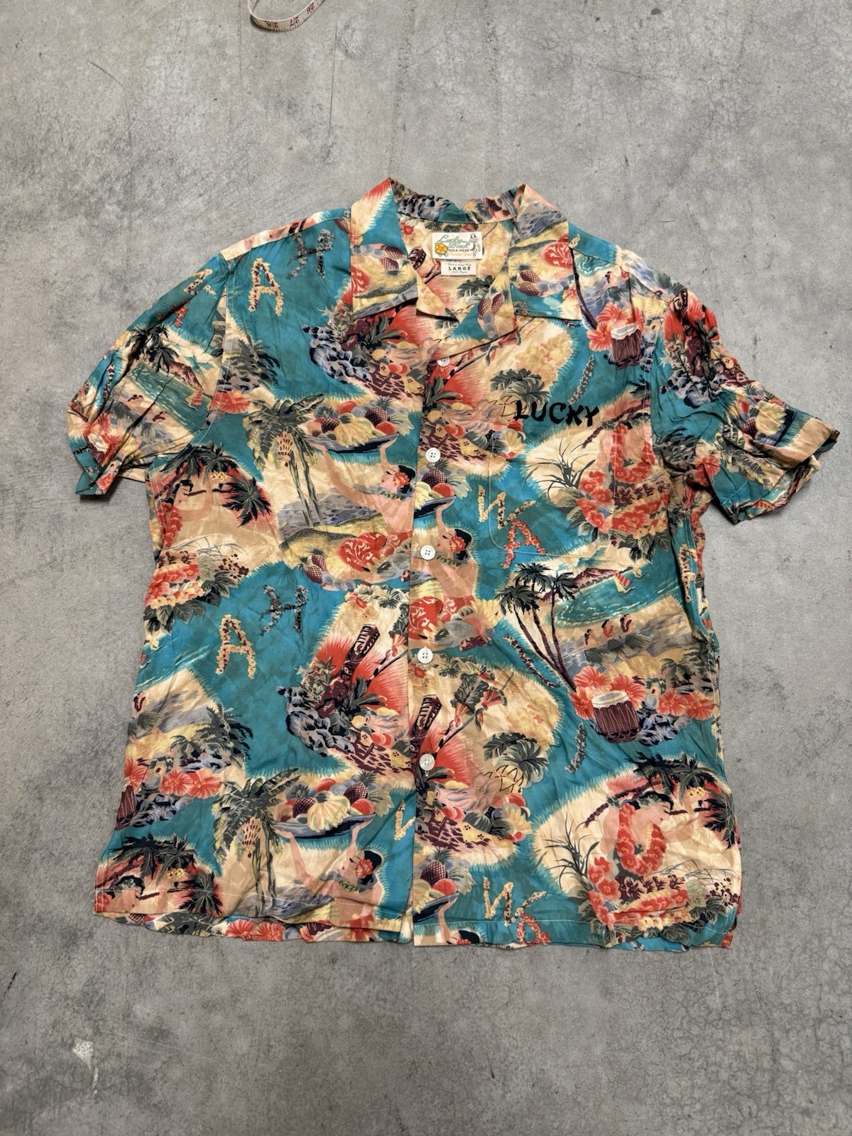 Lucky Beach Vtg Hula Wear Hawaiian Shirt L Rayon Summer 50s Style Gorgeous NEW