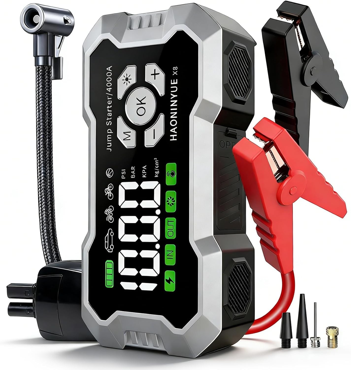 10000A Car Jump Starter Air Compressor Tire Inflator Battery Booster Charge Case