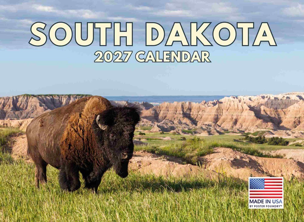 South Dakota Calendar 2027 Monthly Wall Calender 12 Month 12x18