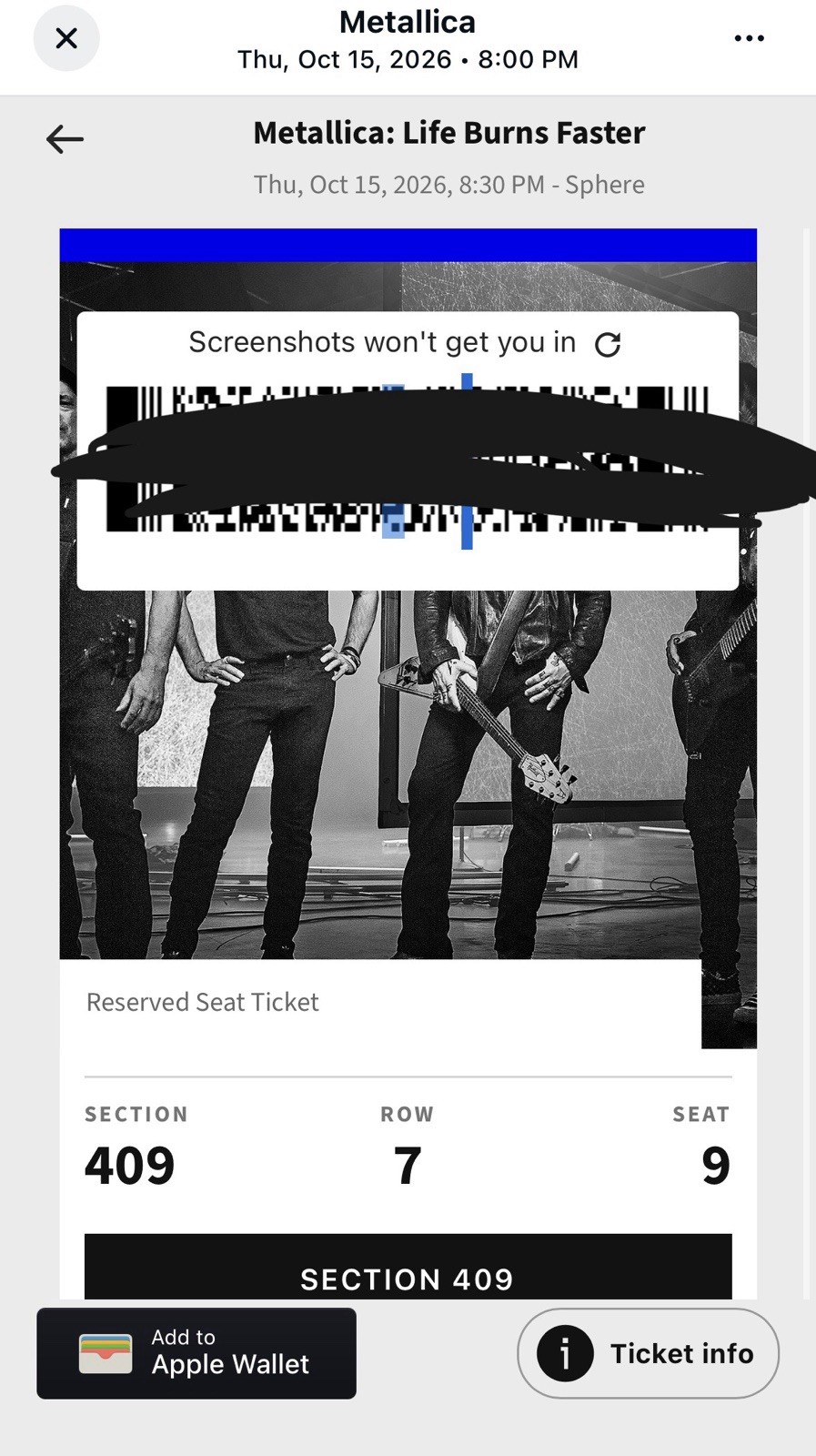 *URL* Metallica Life Burns Faster Sphere Las Vegas NV Oct 15 2026 8:30PM Sec 409 *URL* Metallica Life Burns Faster Sphere Las Vegas NV Oct 15 2026 8:30PM Sec 409