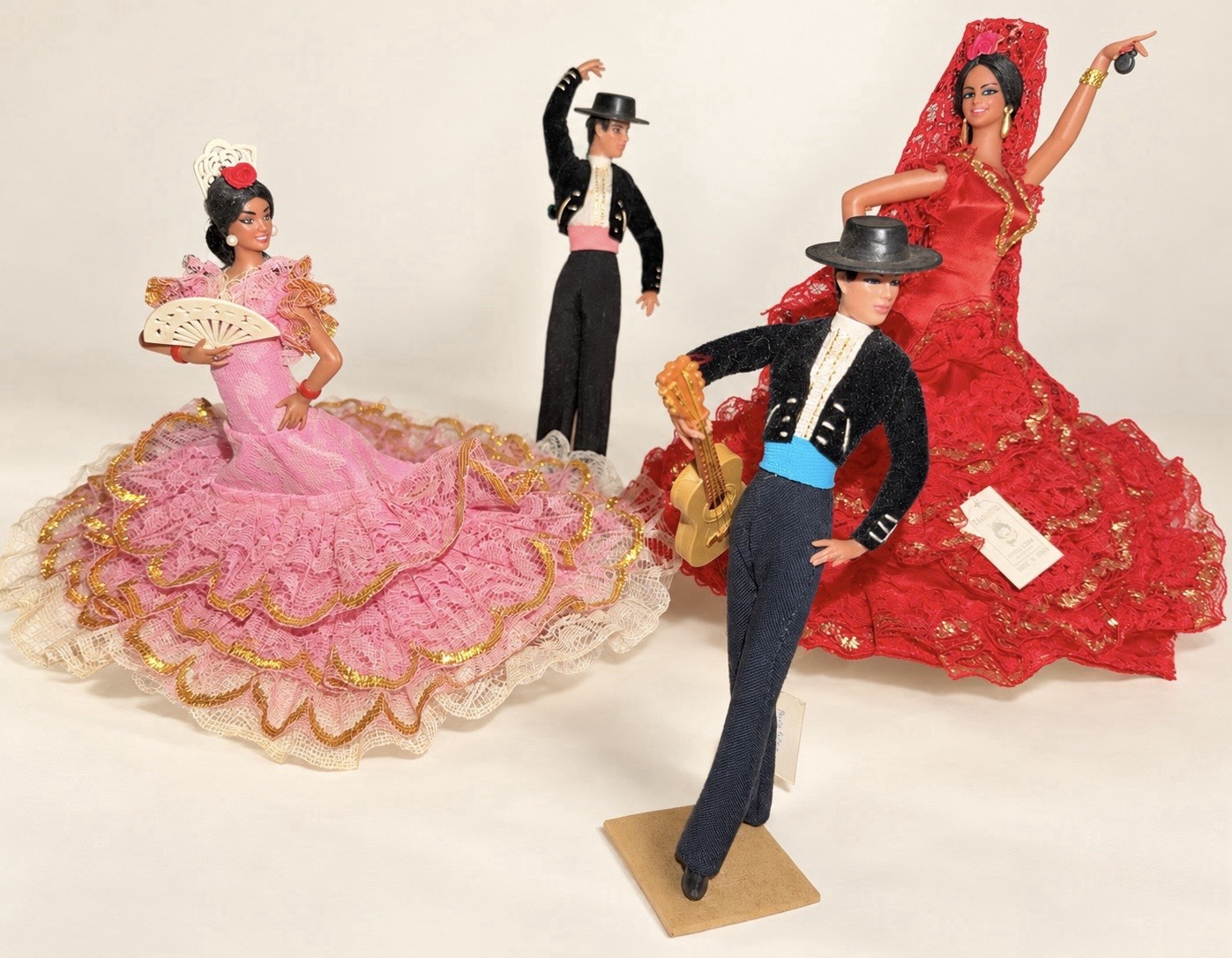 Vintage Marin Chiclana Flamenco Dolls Lot of 4 Spanish Dancers Miniatures Spain