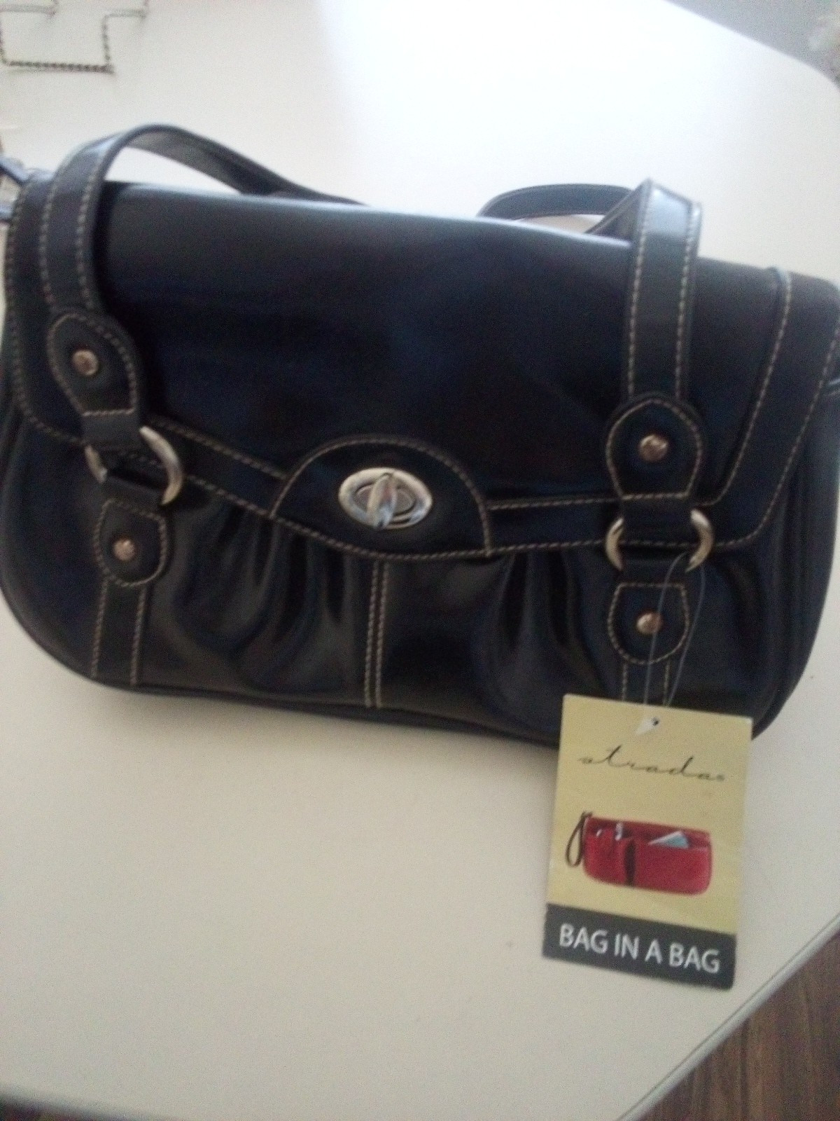 Strada Black Shoulder Strap, Bag In a Bag, 12\