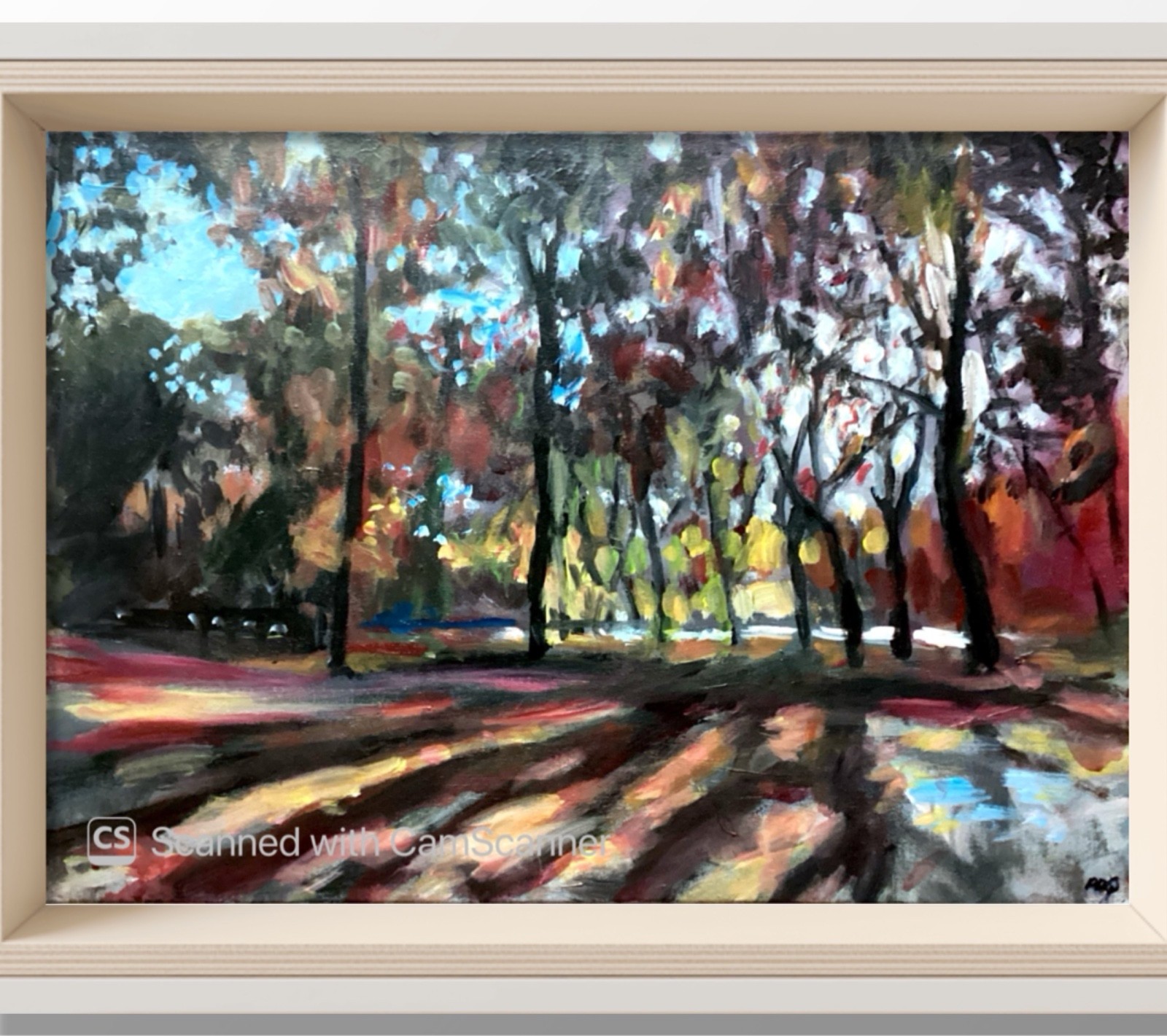 PDQ Original 18x24 Expressionist Autumn Forest Light Painting Signed Canvas