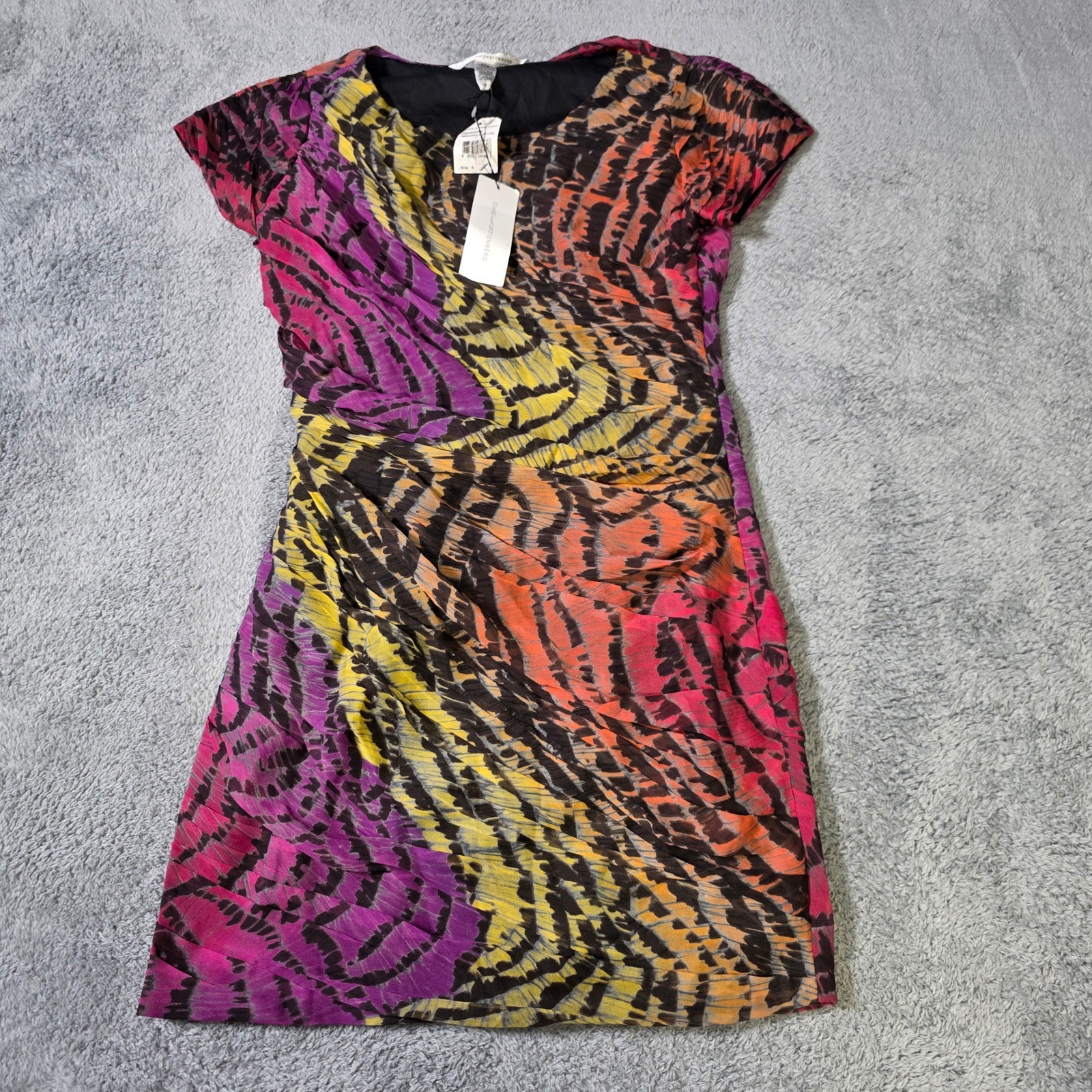 Diane von Furstenberg Womens 4 Miranda Ruffles Silk Mini Dress Multi D8828469N9