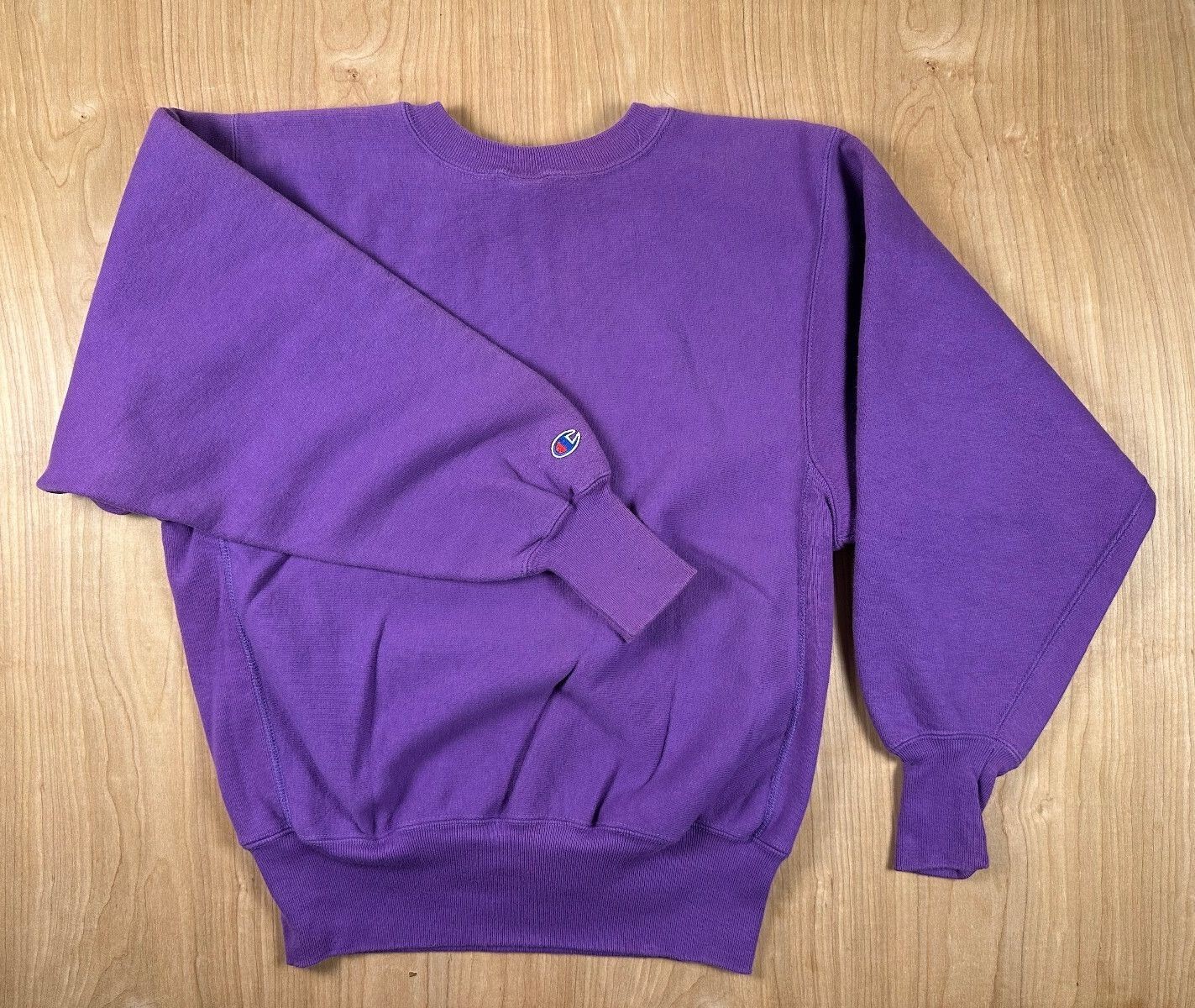 Vintage 90s Champion Reverse Weave Sweatshirt medium purple ribbed panels usa Vintage 90s Champion Reverse Weave Sweatshirt medium purple ribbed panels usa
