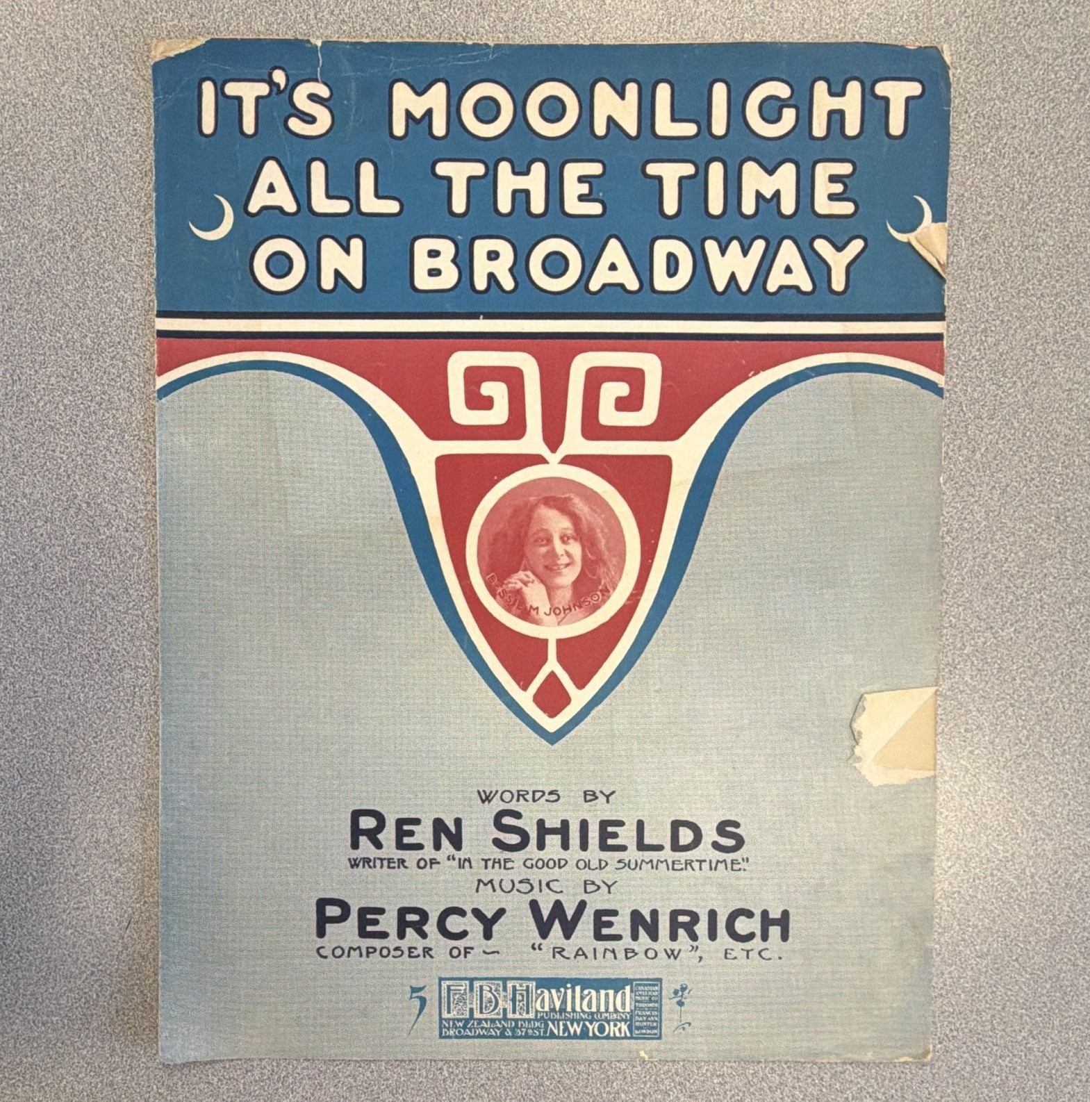 F.B. Haviland Pub. Co. It\'s Moonlight All The Time On Broadway Piano Sheet Music F.B. Haviland Pub. Co. It\'s Moonlight All The Time On Broadway Piano Sheet Music