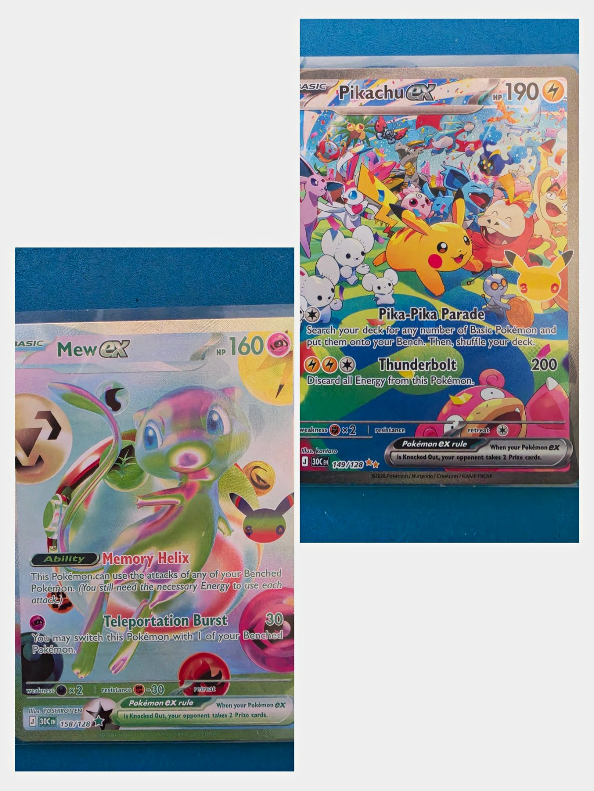 Futuristic Mew ex 158 Pikachu EX SIR 149 2 Card Pokemon Lot 30th Anniversary Lot