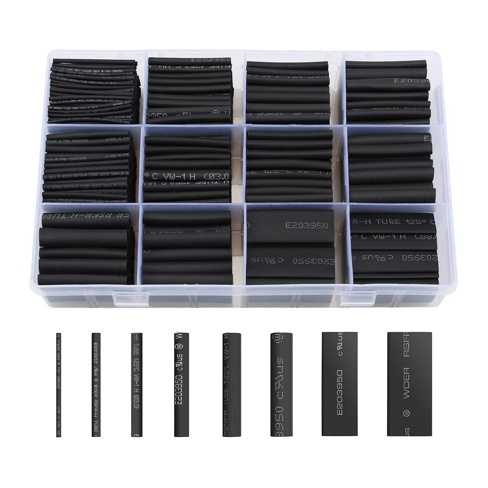 innhom 650pcs Heat Shrink Tubing Black Tube Wire 650pcs, innhom 650pcs Heat Shrink Tubing Black Tube Wire 650pcs,