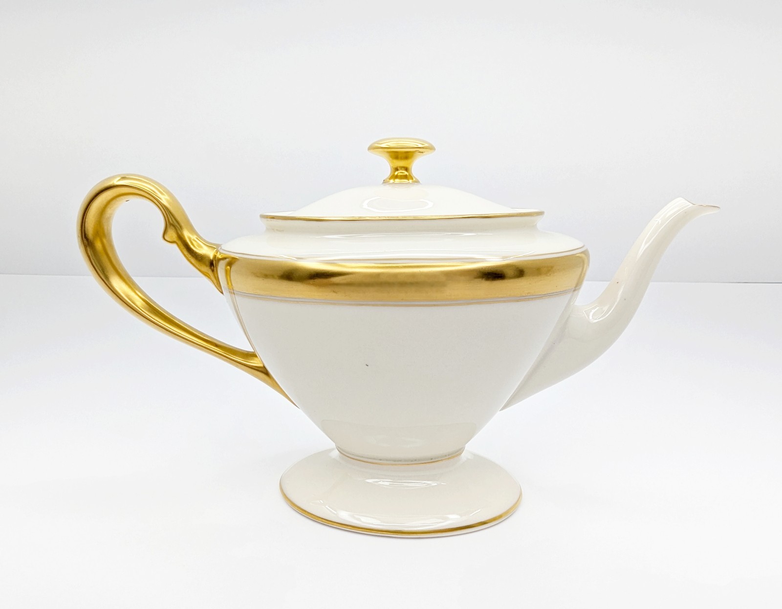 Antique Lenox 86 1-2 Shape 742 Teapot Lid Ivory Porcelain Gold Band c1925-30 1/2