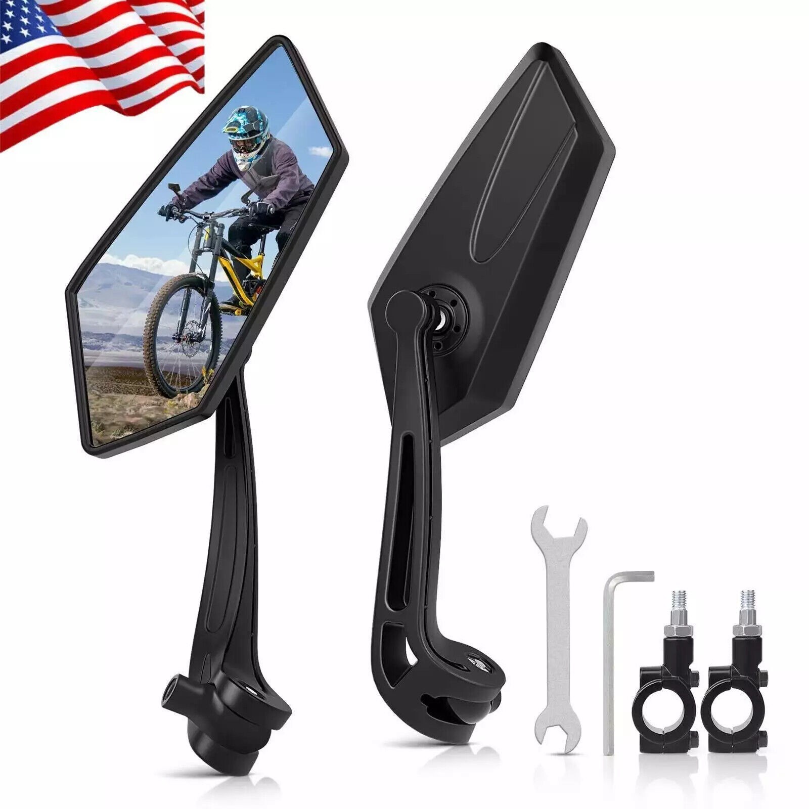2Pcs Cycling MTB Bike Mirrors 22-25mm For Mountain Road Bike E-Bike Scooter US
