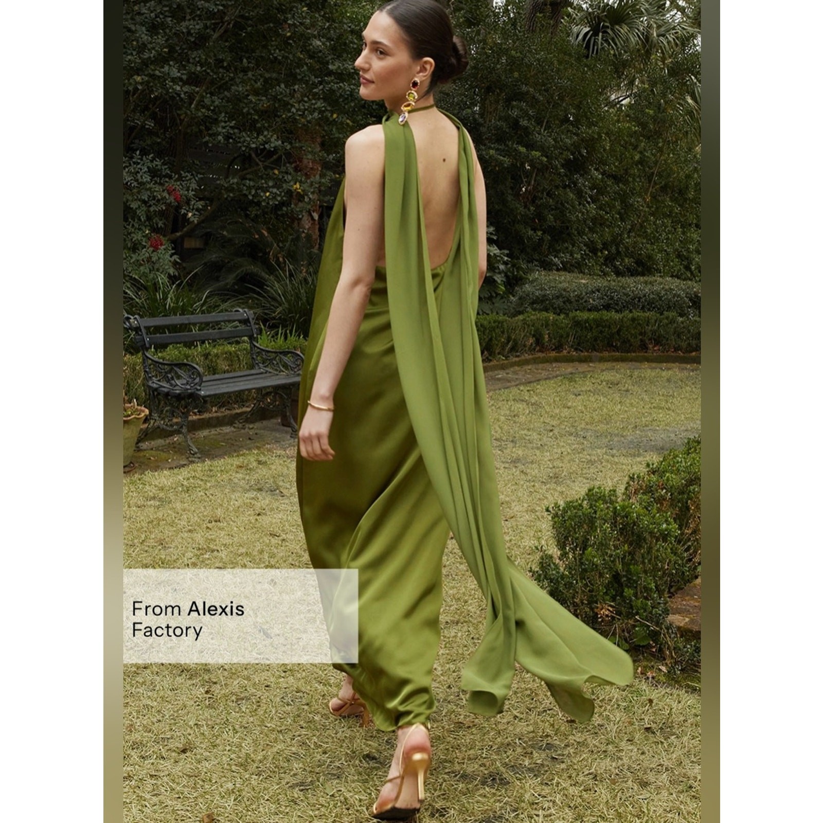 o.p.t. Alessia Dress Small Clover NWT Alexis Factory Open Back Maxi