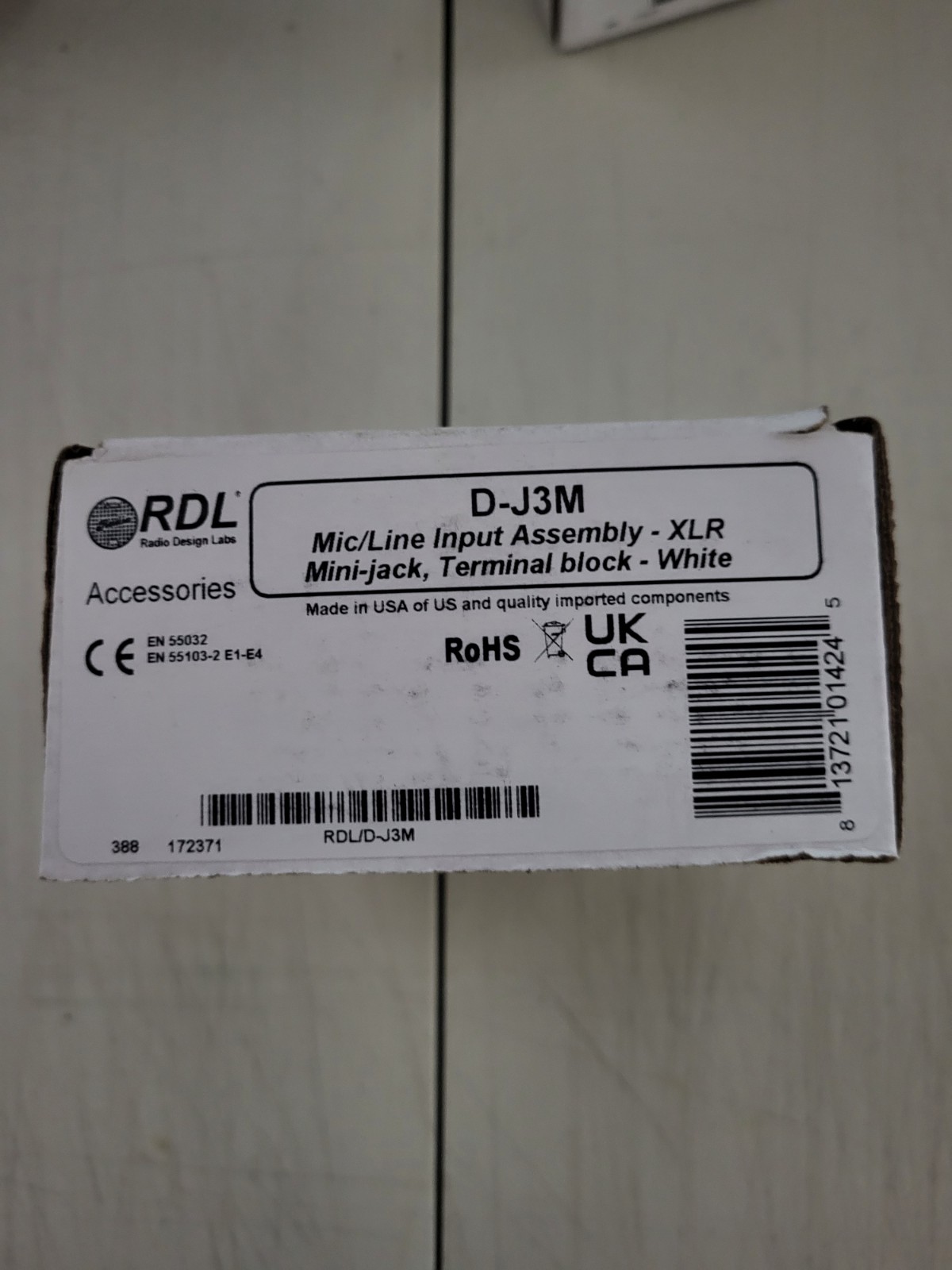 RDL D-J3M Mic/Line Input Assembly XLR Mini-jack Terminal block White New