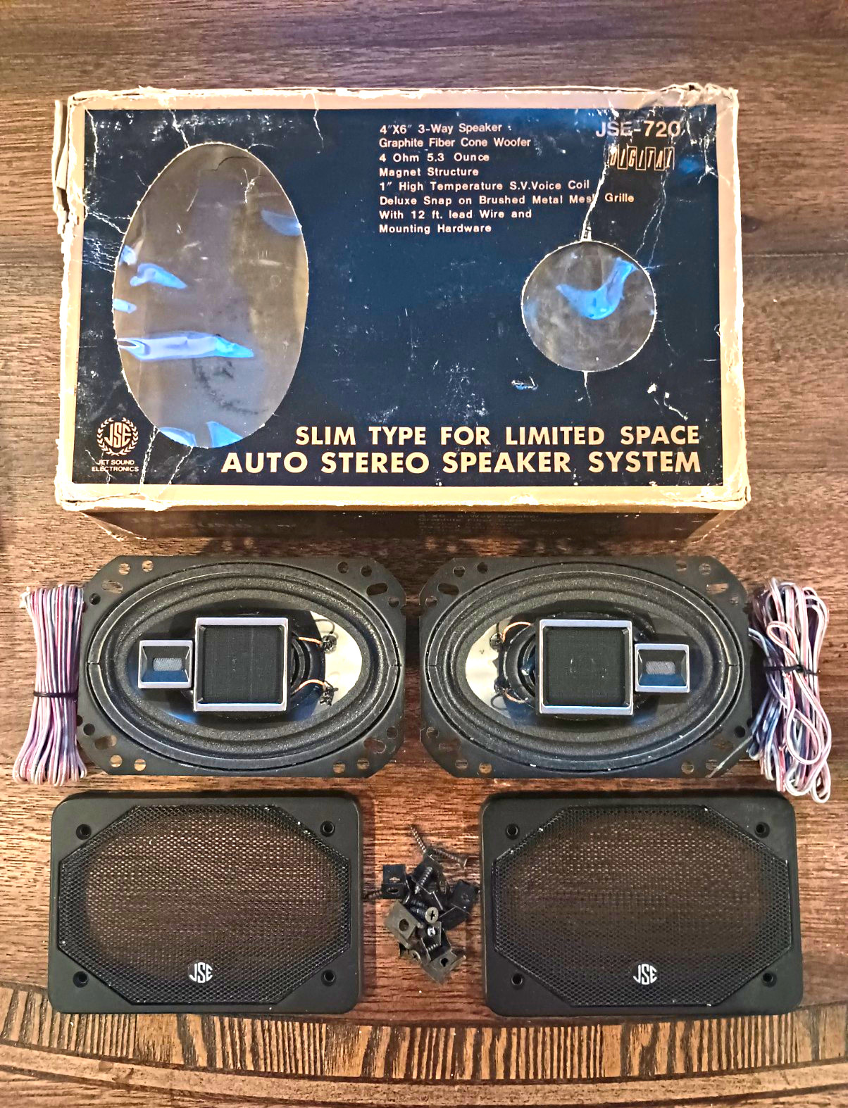 Vintage Jet Sound Electronics JSE-720 4x6 Car Speakers 20W RMS 4 Ohm Old School Vintage Jet Sound Electronics JSE-720 4x6 Car Speakers 20W RMS 4 Ohm Old School