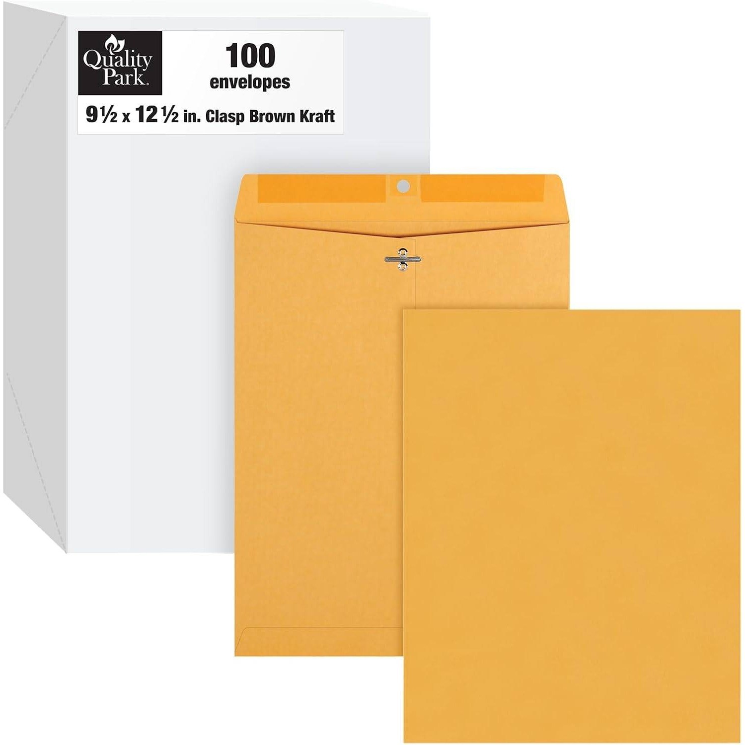 Pack of 100 Quality Park 37793 Clasp Envelopes, 9.5\