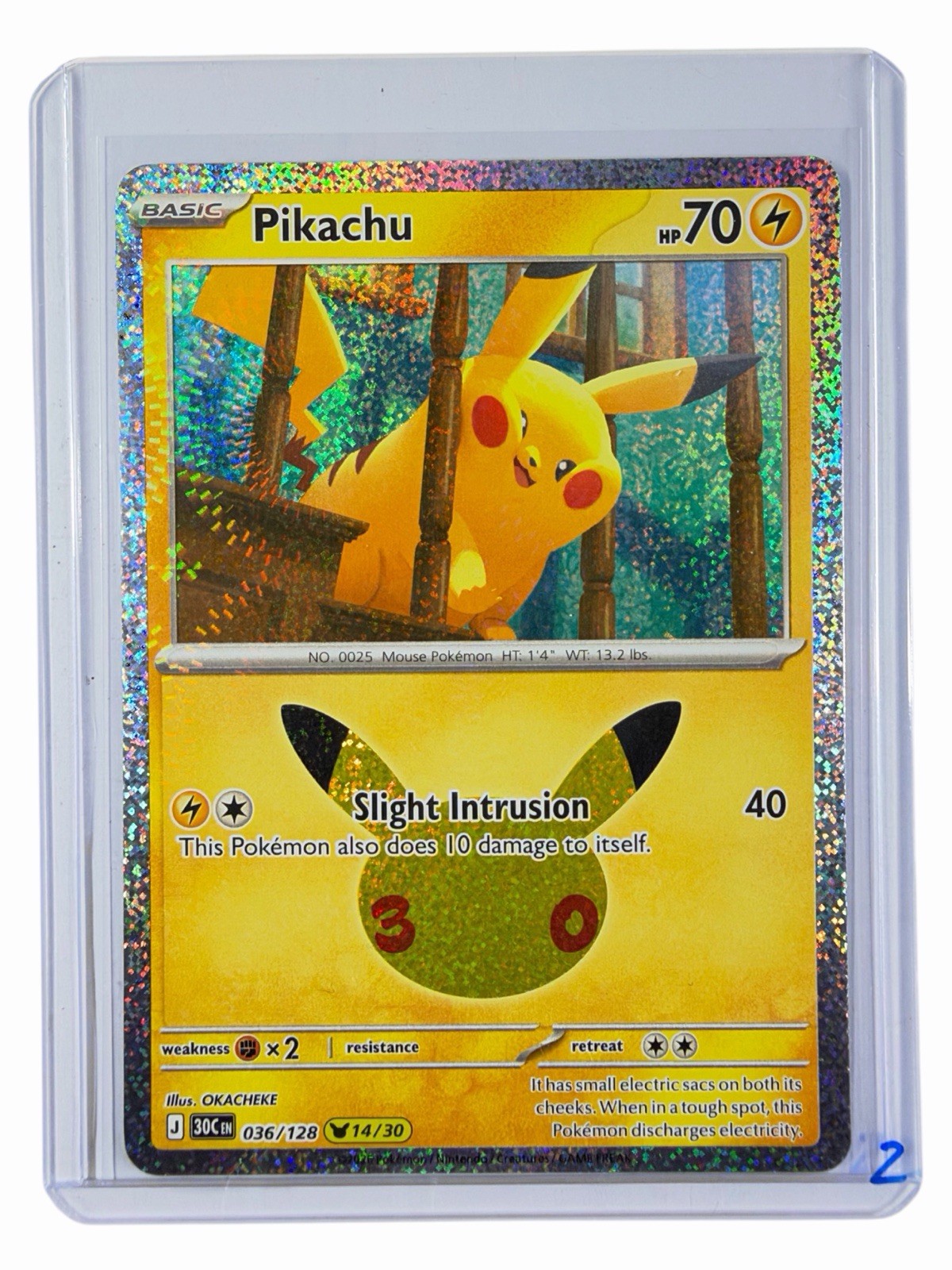 Pokemon TCG Pikachu 036/128 (14/30) 30th Celebration Rare Holo Near Mint
