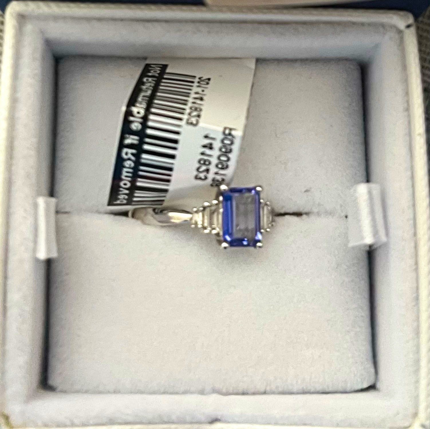 0.92ct Natural Blue Tanzanite Emerald Cut Diamond Ring 14K WG Size 7 IGI