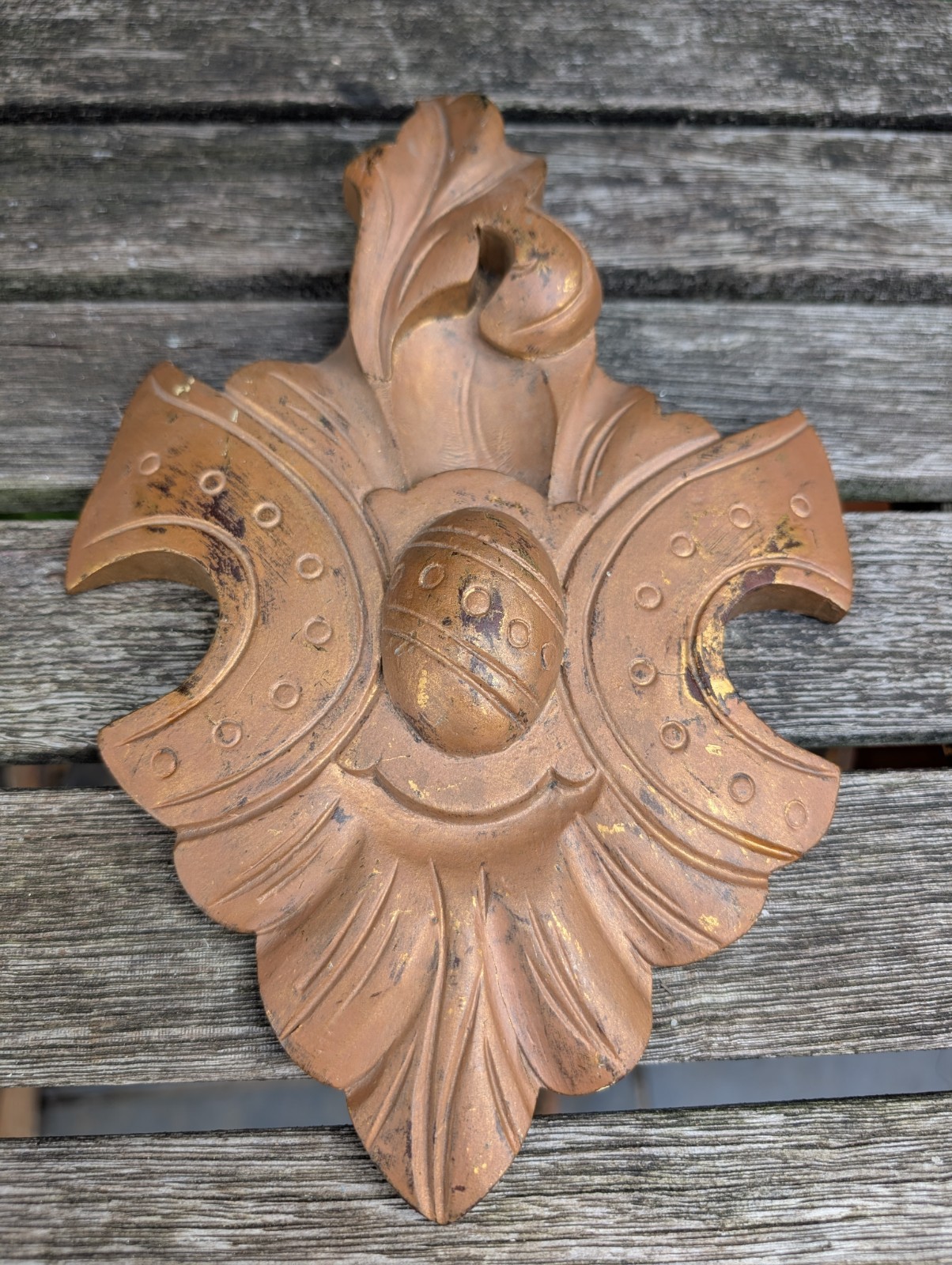 Antique French Decorative Wooden Hand Carved Pediment