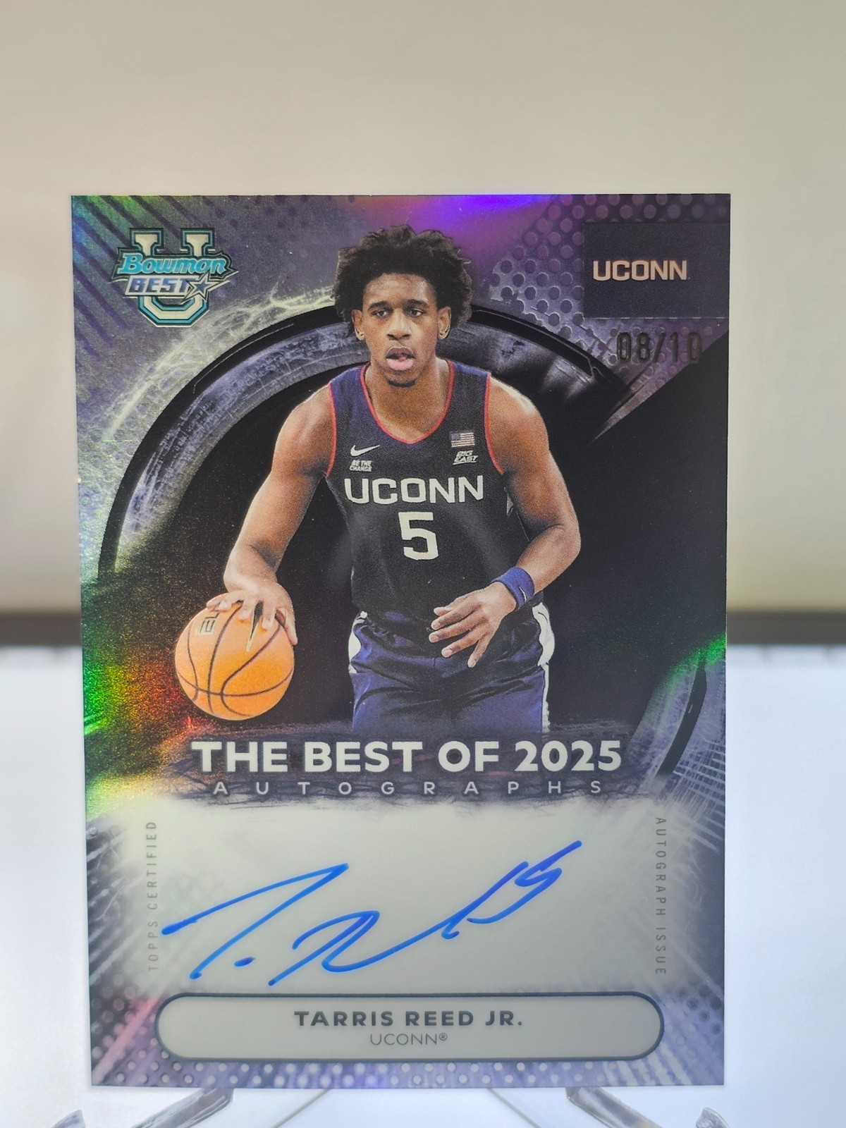 2025-26 Bowman U Best Tarris Reed Jr Auto Black Refractor 08/10 UConn Spurs