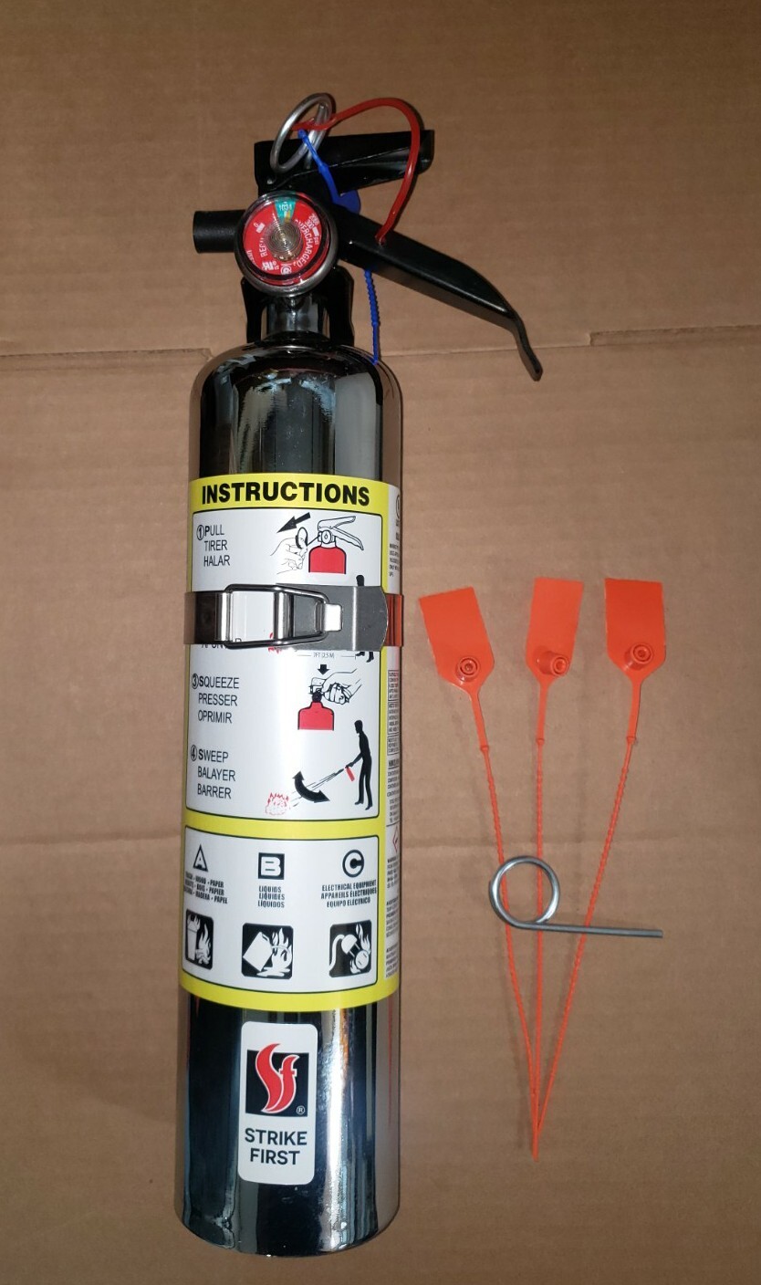 🤡🔥🧯NEW CHROME  2026  2.5lb ABC  Fire Extinguisher w/ Vehicle Bracket 🤡🔥🧯