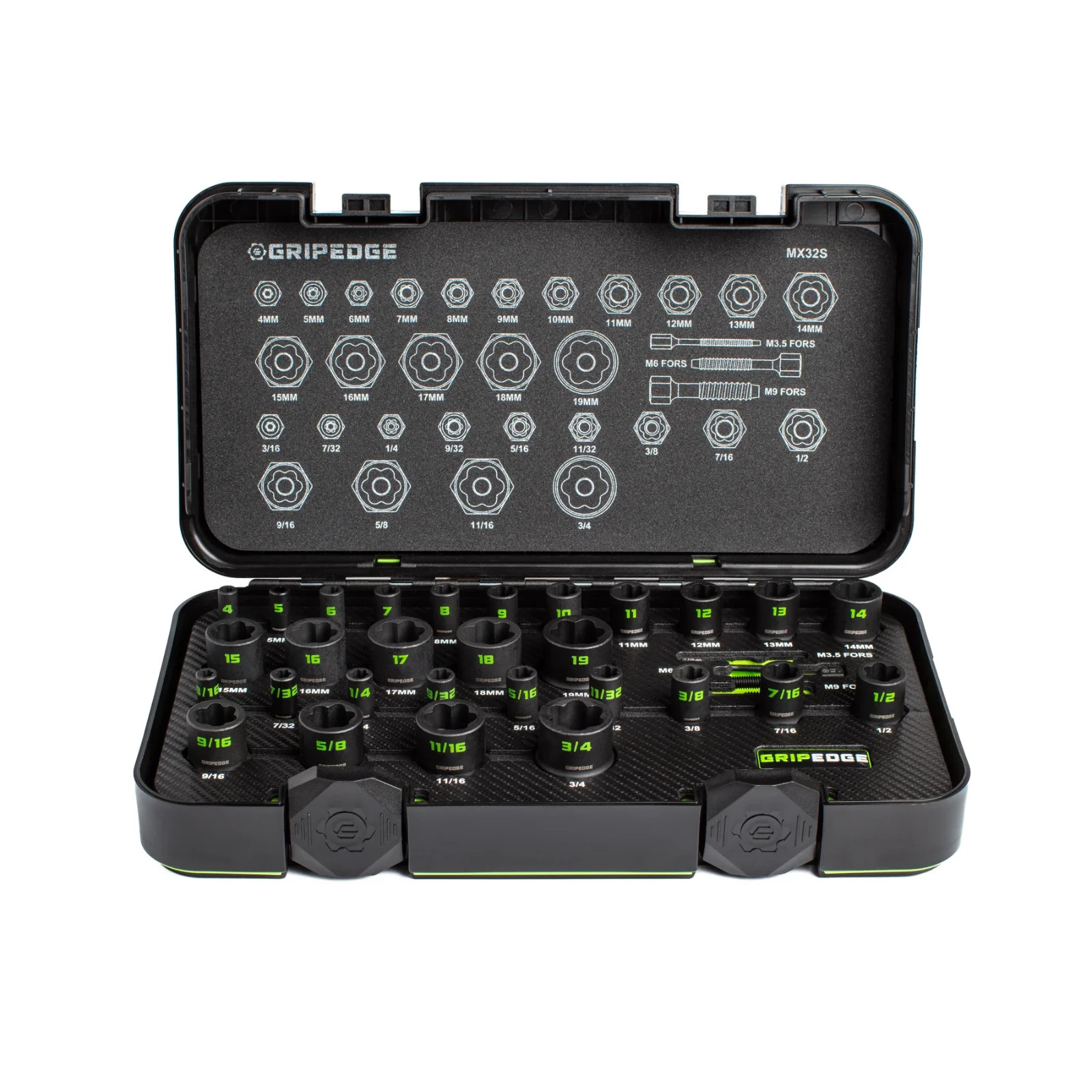 GRIPEDGE MX32S 32 Piece Master Socket Extractor Set Metric SAE Tools Kit