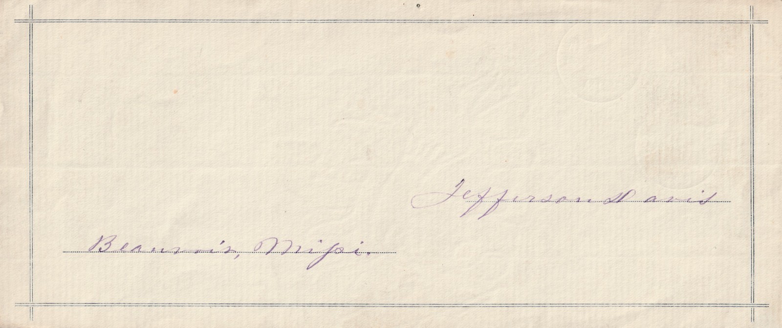 Jefferson Davis AUTOGRAPHED CALLING CARD Signed Post Civil War FULL SIGNATURE