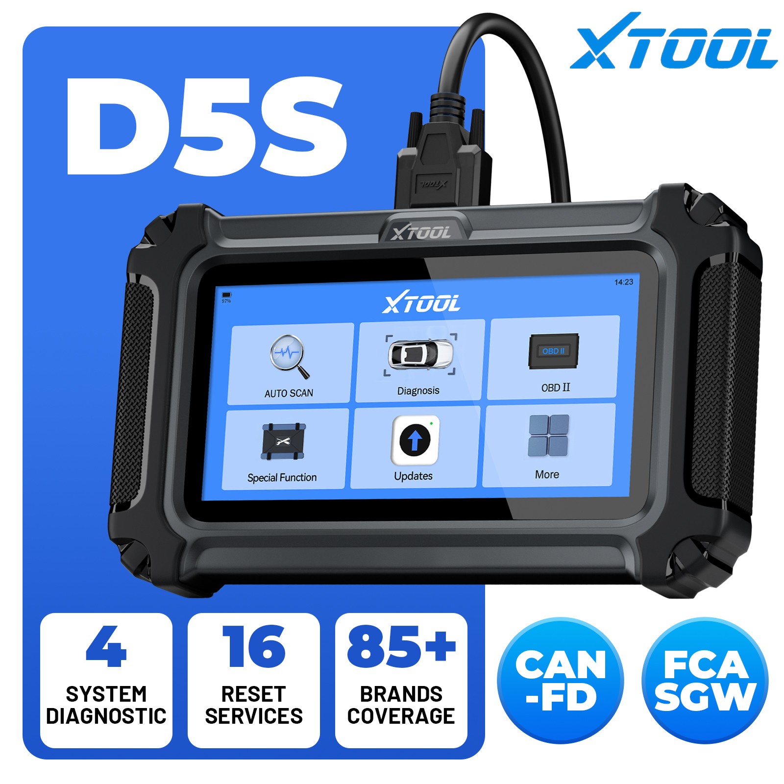 XTOOL D5S OBD2 Scanner Automotive Engine ABS SRS AT Diagnostic Tool 16+ Resets