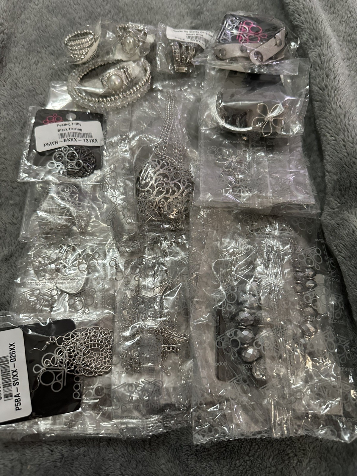 15 Pieces Paparazzi Mixed Jewelry Silver/Gray Necklace Earrings Bracelet Ring