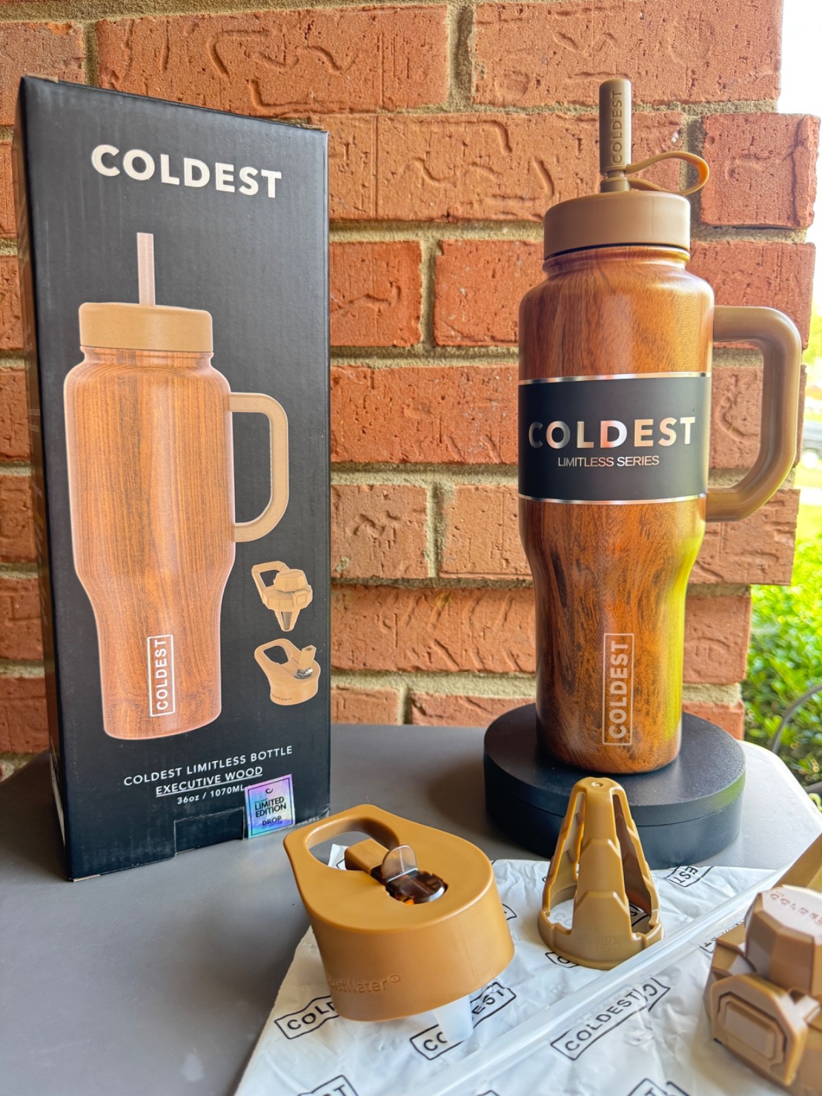 2DAY SALE Rare Coldest 36oz Limitless EXECUTIVE WOOD with 3 Lids Leak proof,NIB 2DAY SALE Rare Coldest 36oz Limitless EXECUTIVE WOOD with 3 Lids Leak proof,NIB