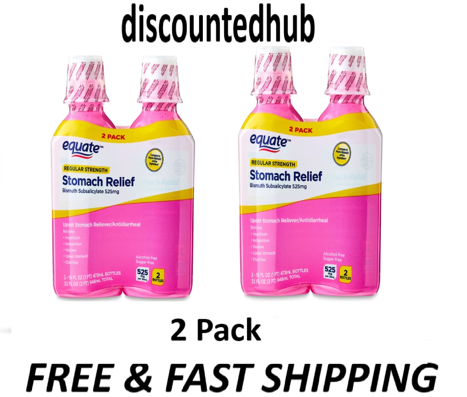 Equate Upset Stomach Relief Bismuth Liquid,Regular Strength,16 fl oz each-4 Pack Equate Upset Stomach Relief Bismuth Liquid,Regular Strength,16 fl oz each-4 Pack