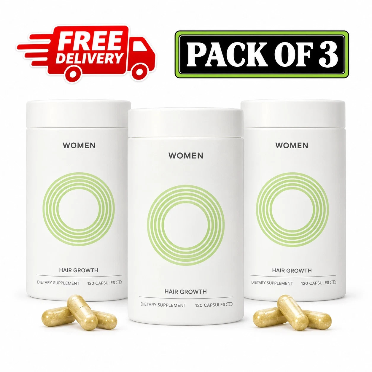 Women’s Hair Growth Supplement |3 Pack (120 Caps) | 3 Month Supply|