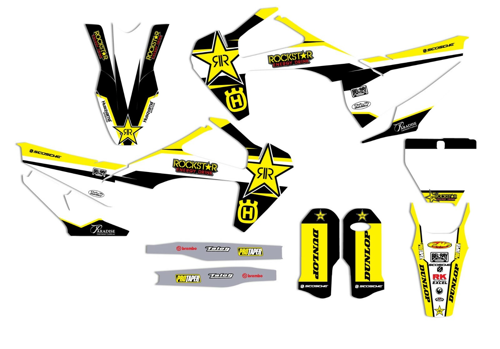 2019-2022 Husqvarna Graphics Kit Number & Plate Bundle Standard Rockstar -msg us